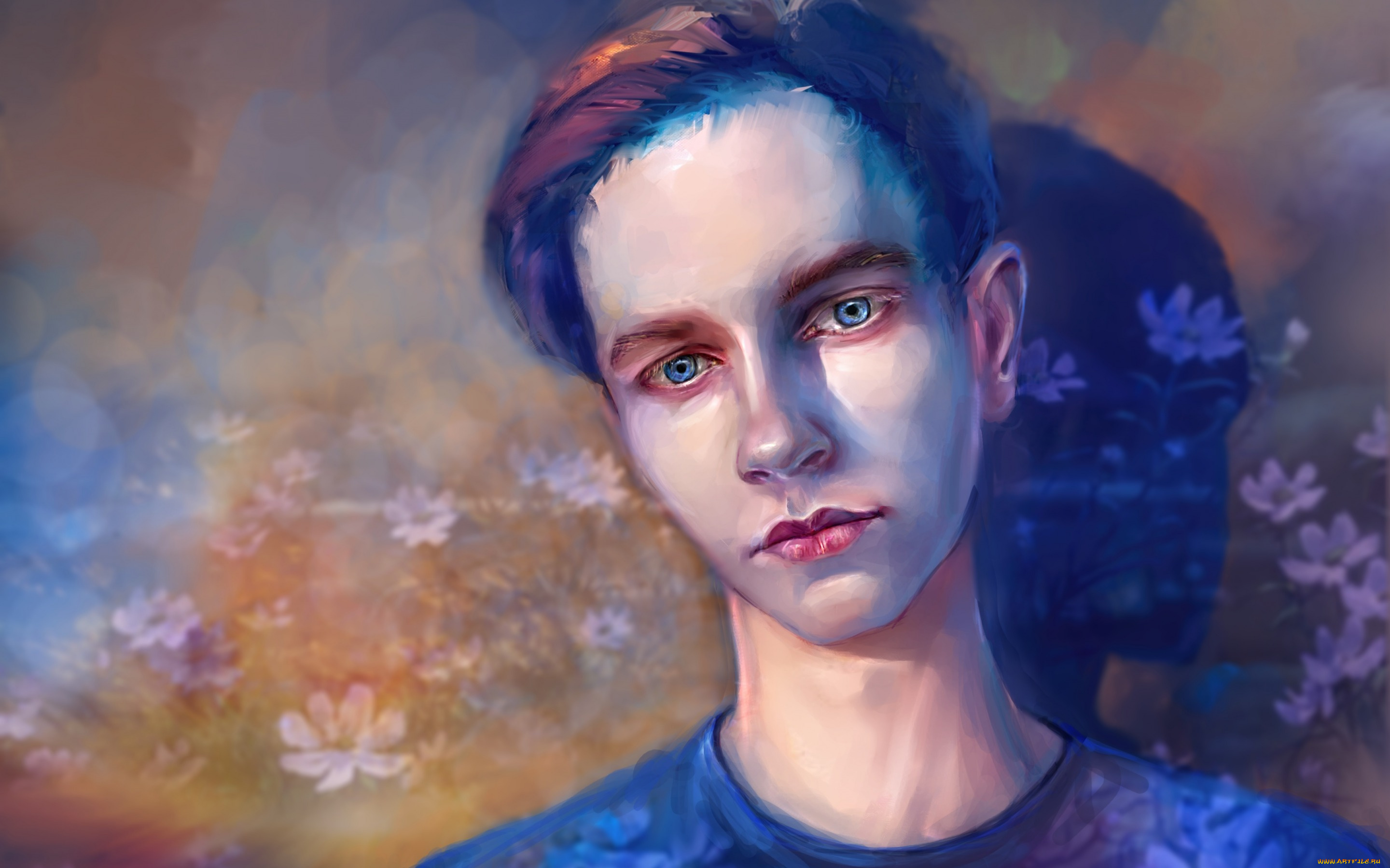 рисованное, люди, цветы, by, lusiusmalfoy, фон, парень