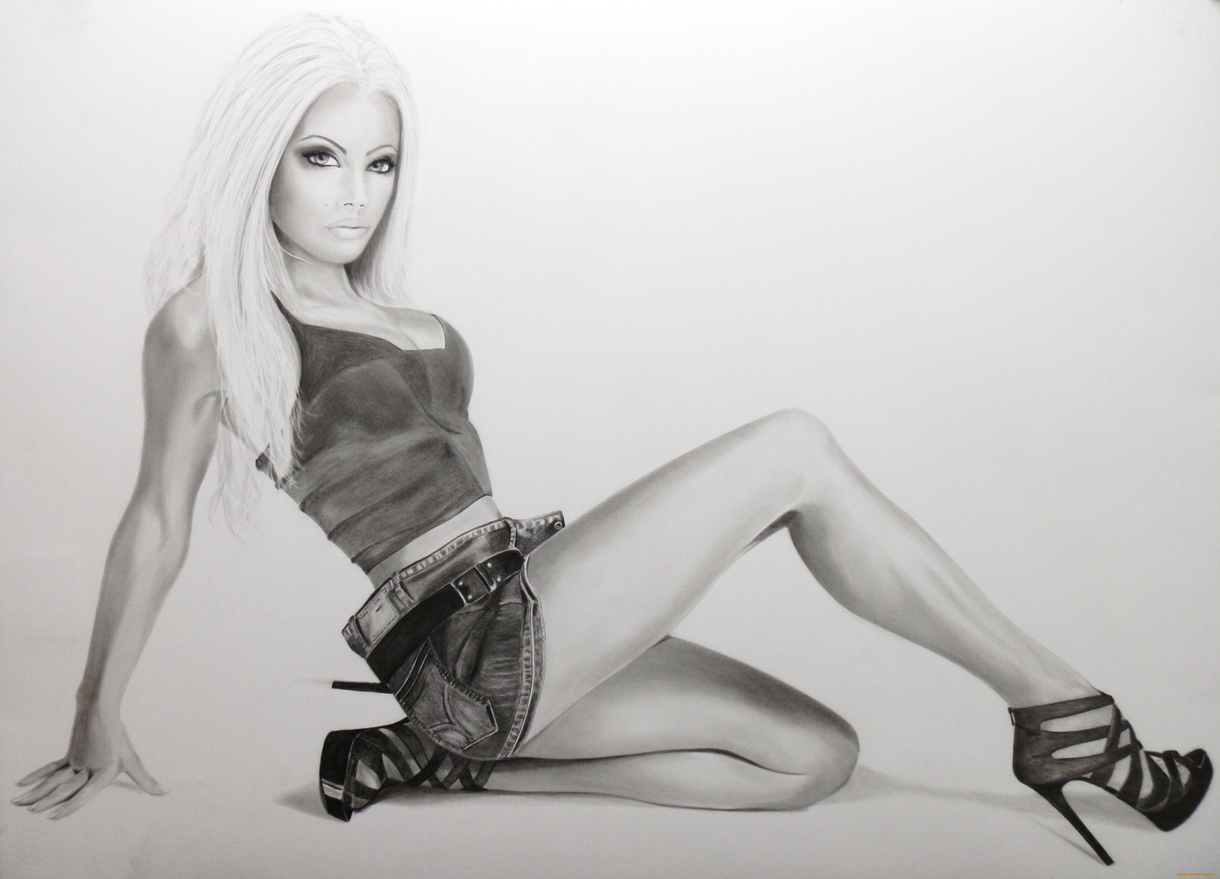 рисованное, люди, взгляд, фон, девушка