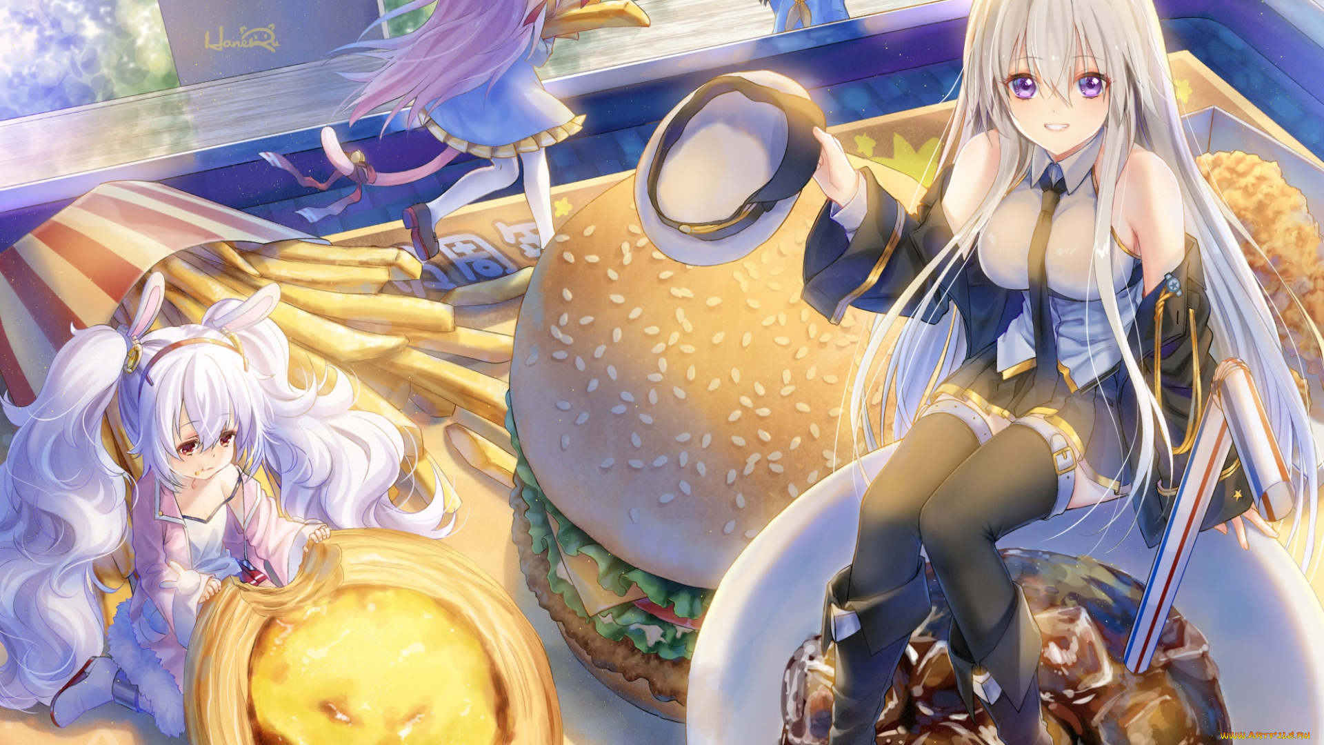 аниме, azur, lane, дети, девушка