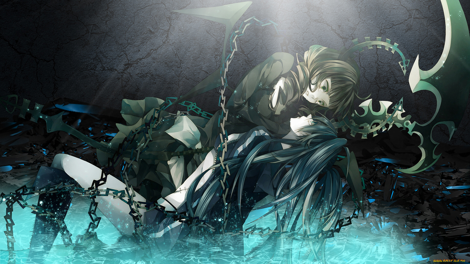 аниме, black, rock, shooter, девушки