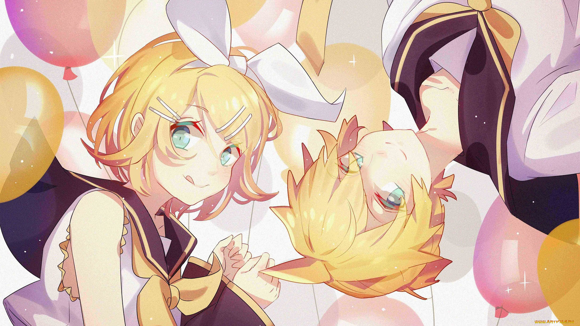 аниме, vocaloid, девушка, двое, лен, рин