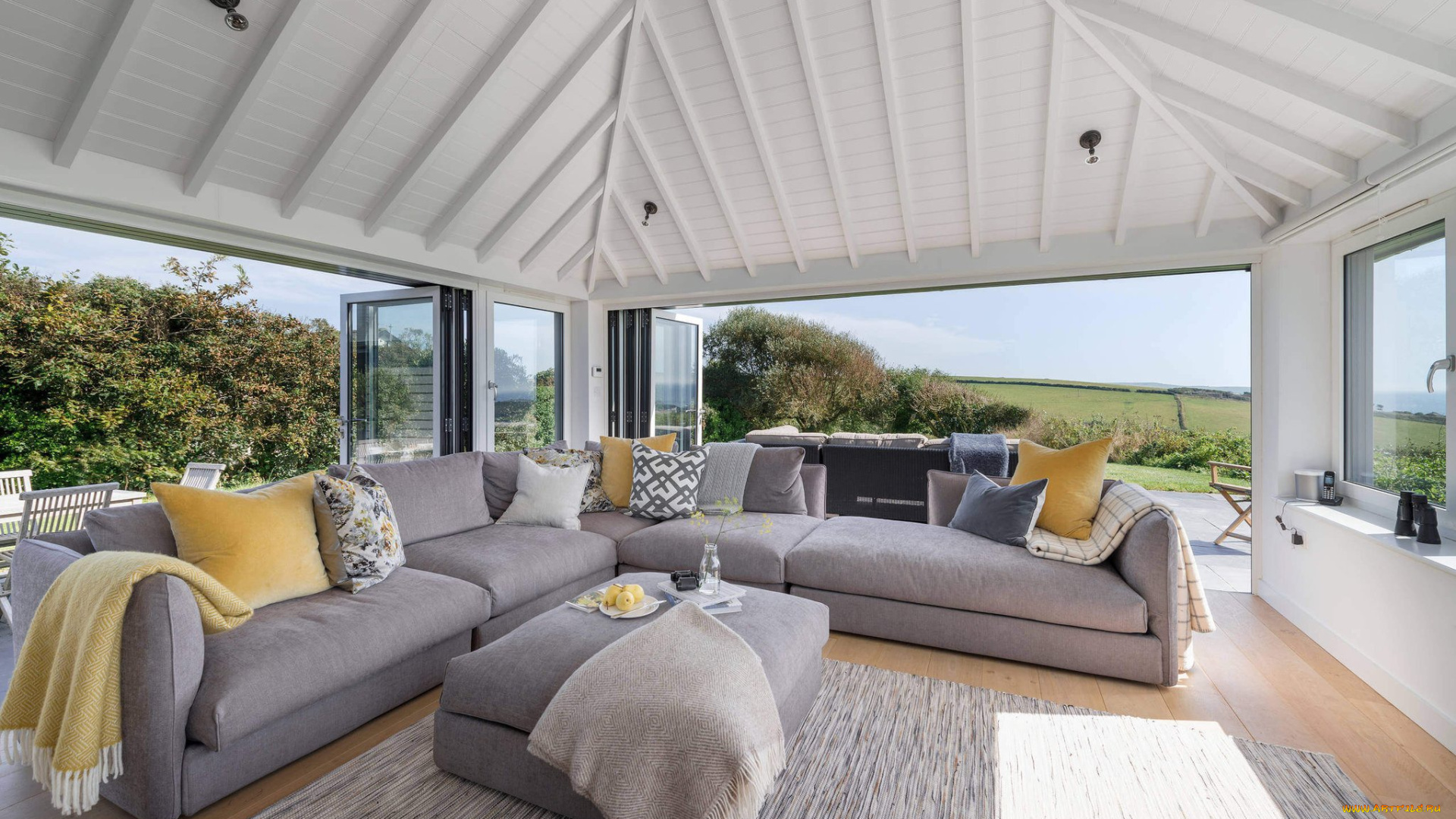 интерьер, гостиная, coastal, home, дом