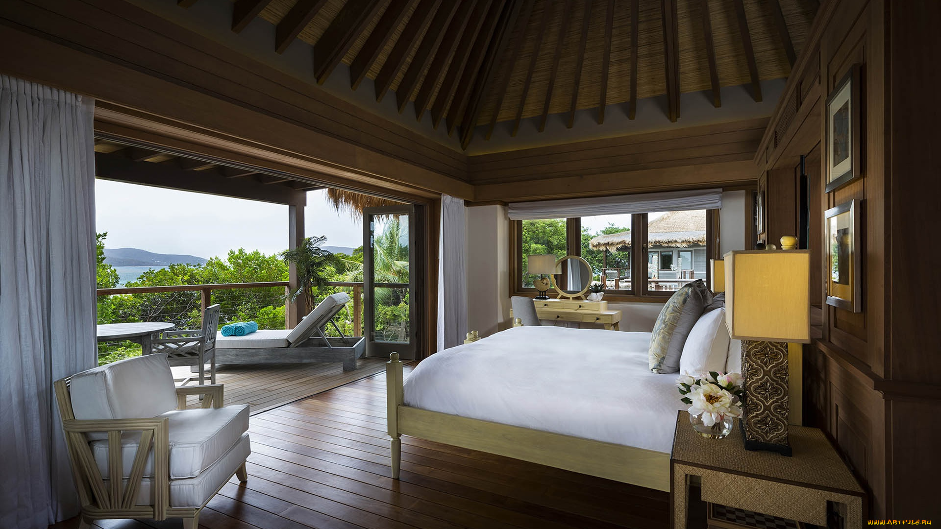интерьер, спальня, балкон, бунгало