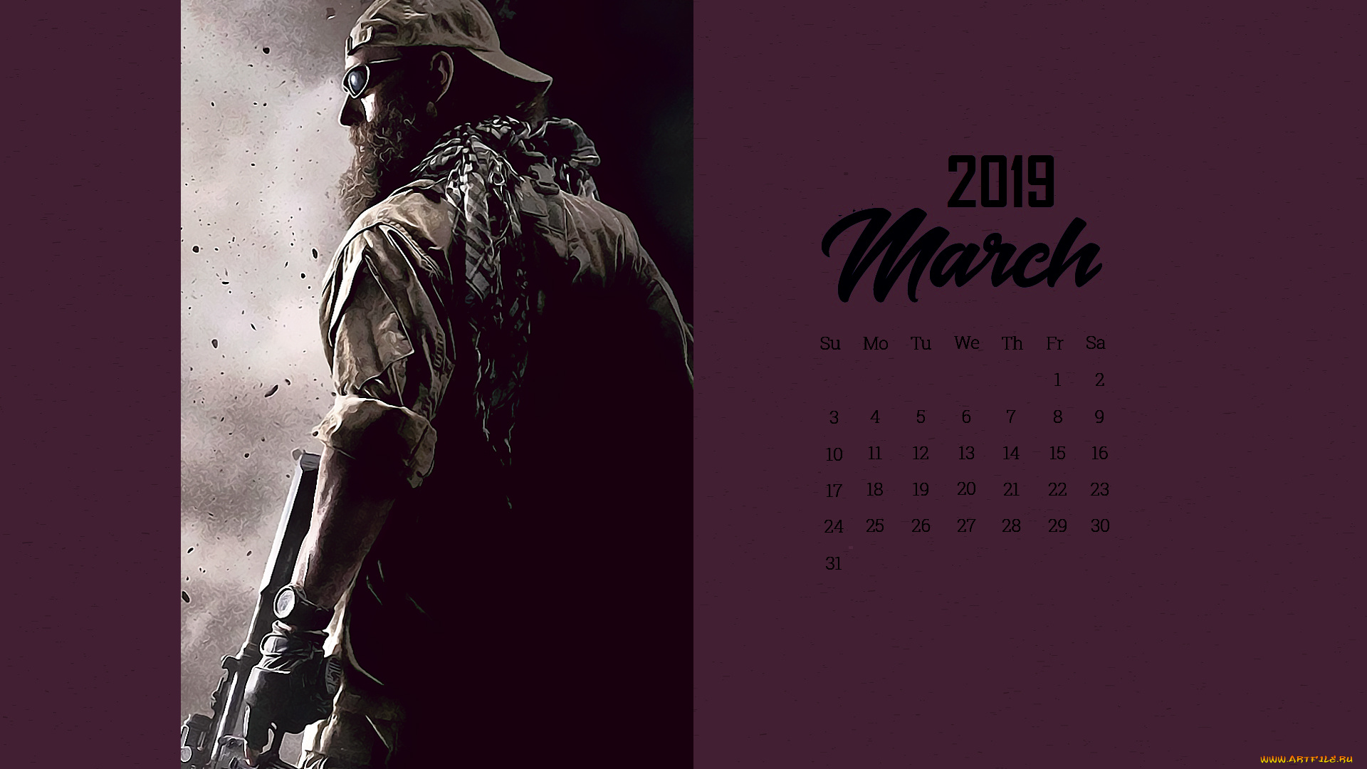 календари, видеоигры, борода, бейсболка, очки, оружие, мужчина