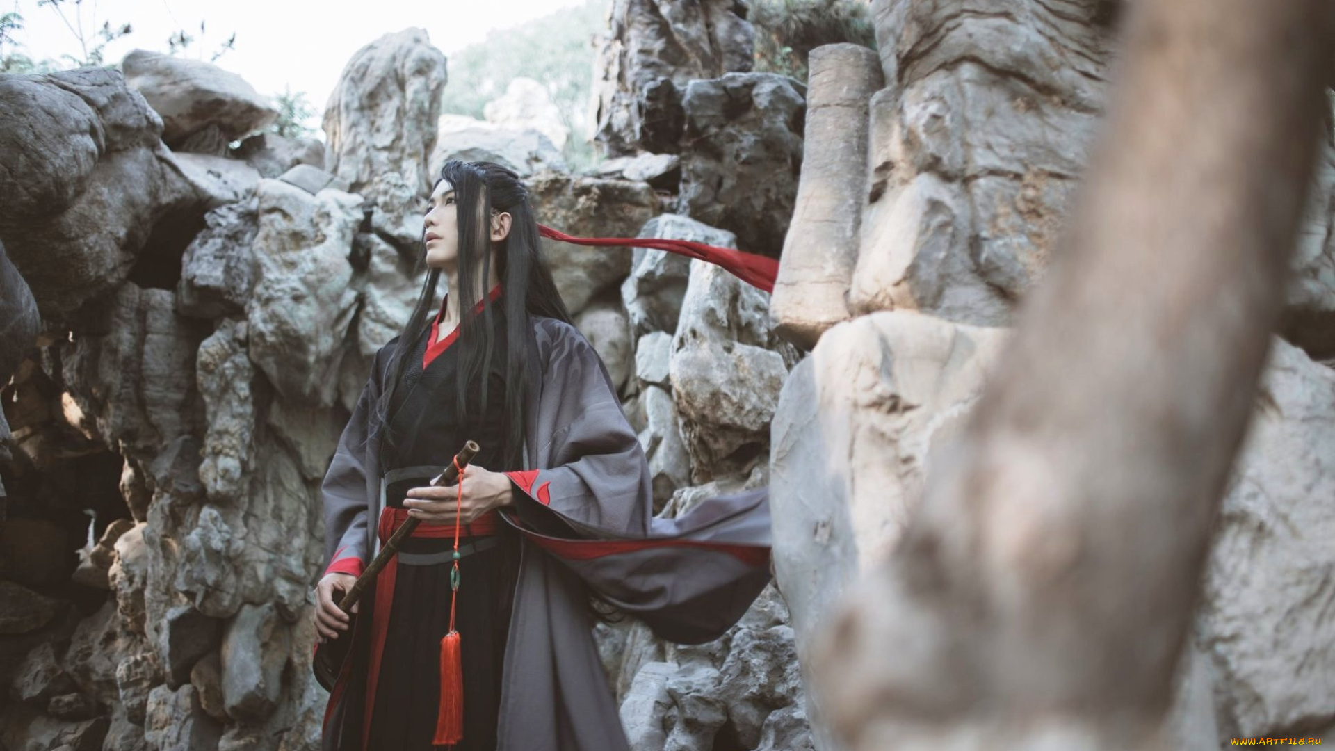 разное, cosplay, , косплей, кимоно, горы, костюм, парень, флейта