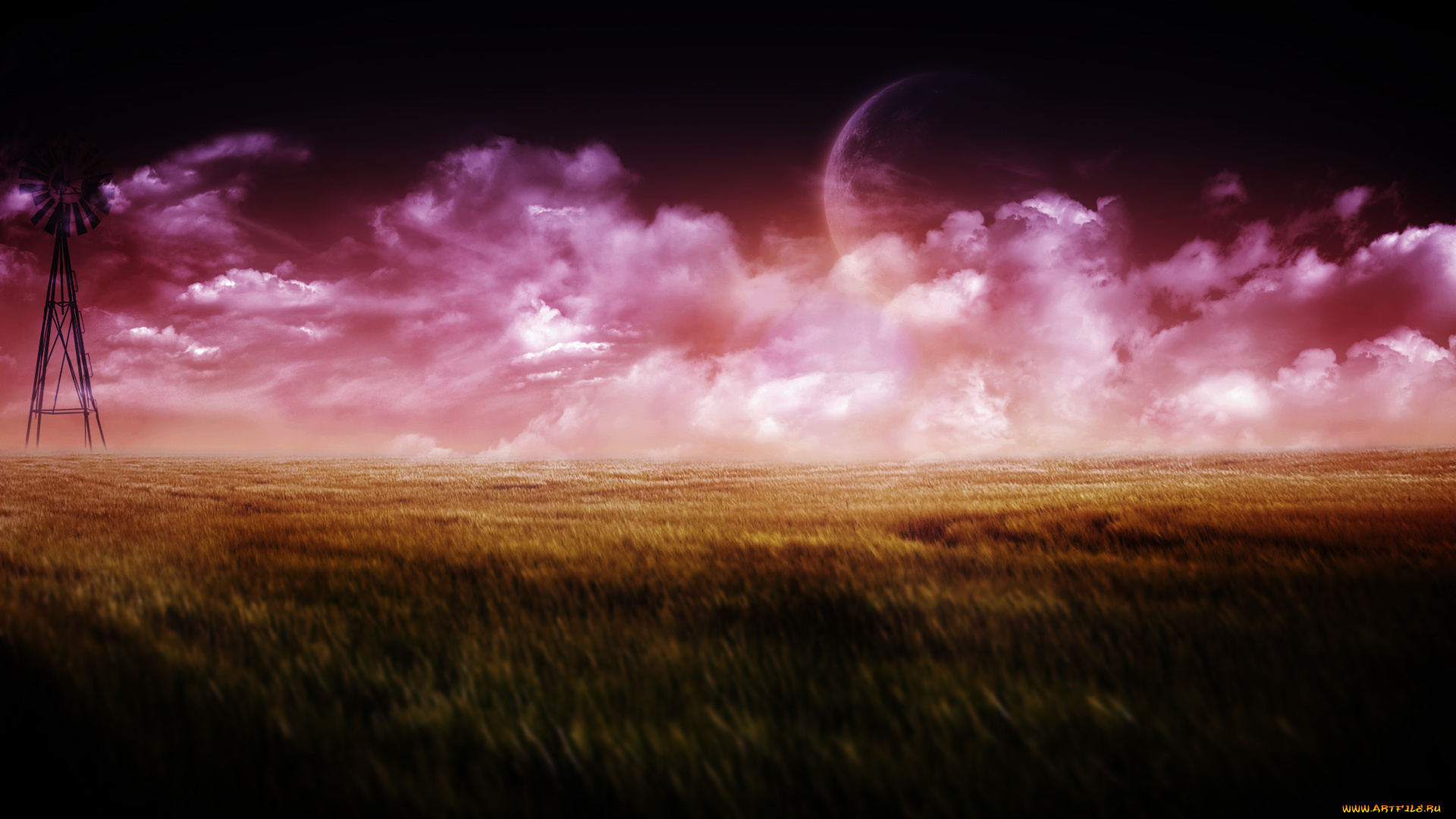 разное, компьютерный, дизайн, облака, поле, планета, небо