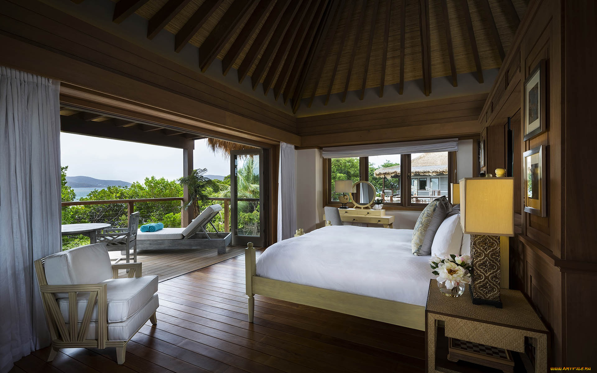 интерьер, спальня, балкон, бунгало