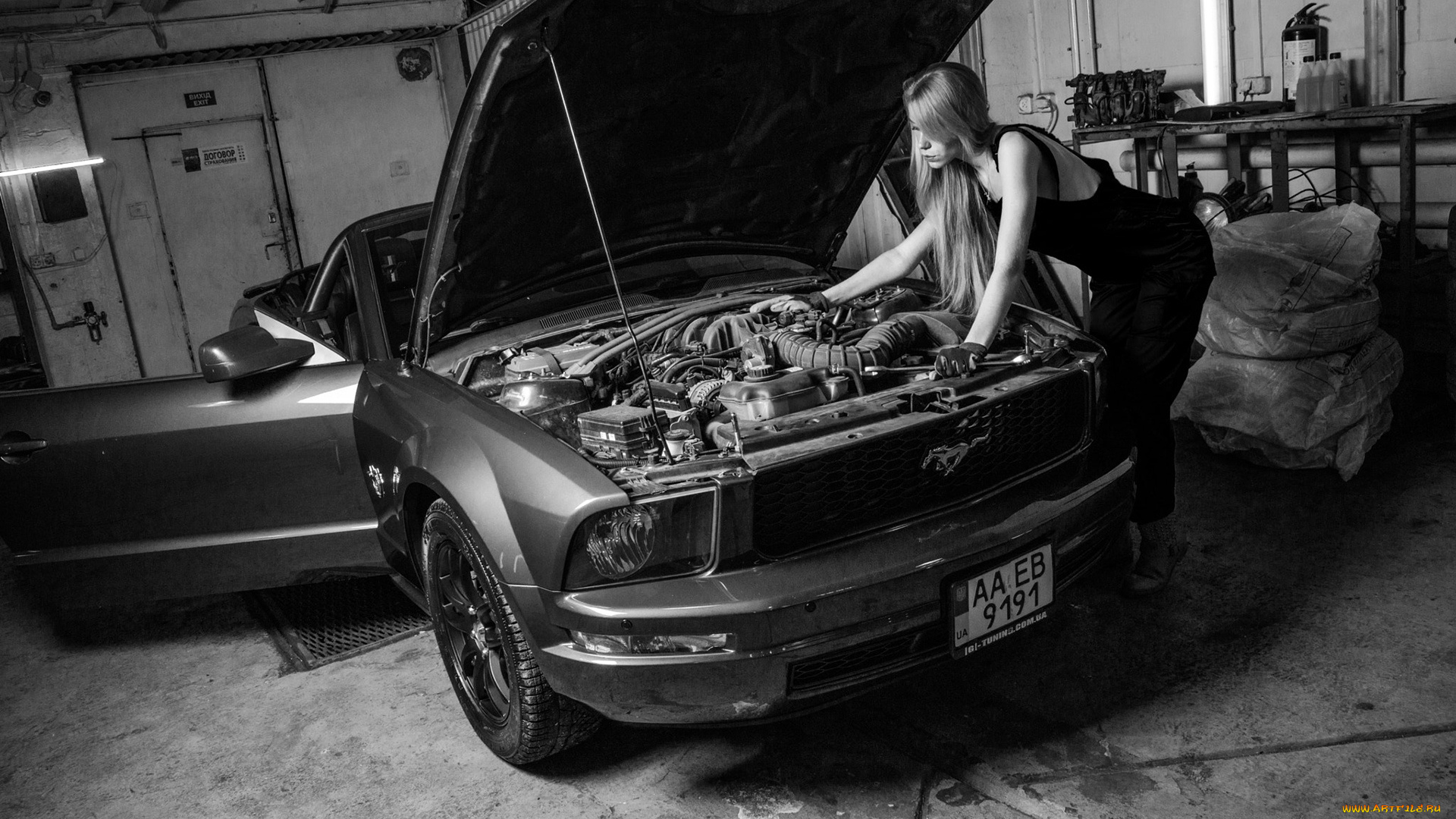 автомобили, -авто, с, девушками, ford, mustang