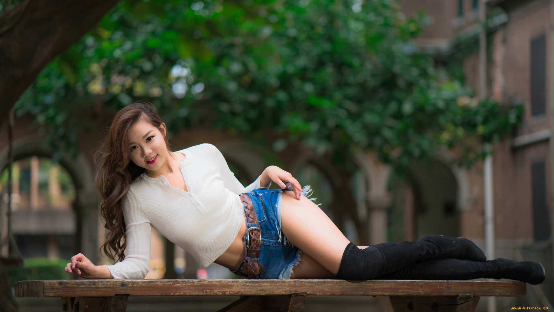 девушки, -, азиатки, девушка, азиатка, шатенка, поза, взгляд, макияж, стройная, флирт, olivia, anfanwei