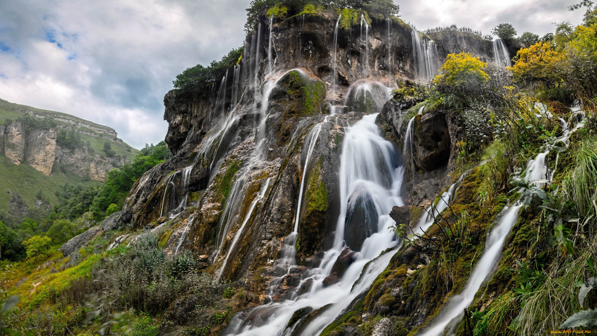 водопад, царская, корона, гедмишх, природа, водопады, водопад, царская, корона, гедмишх, кавказ, северный, россия