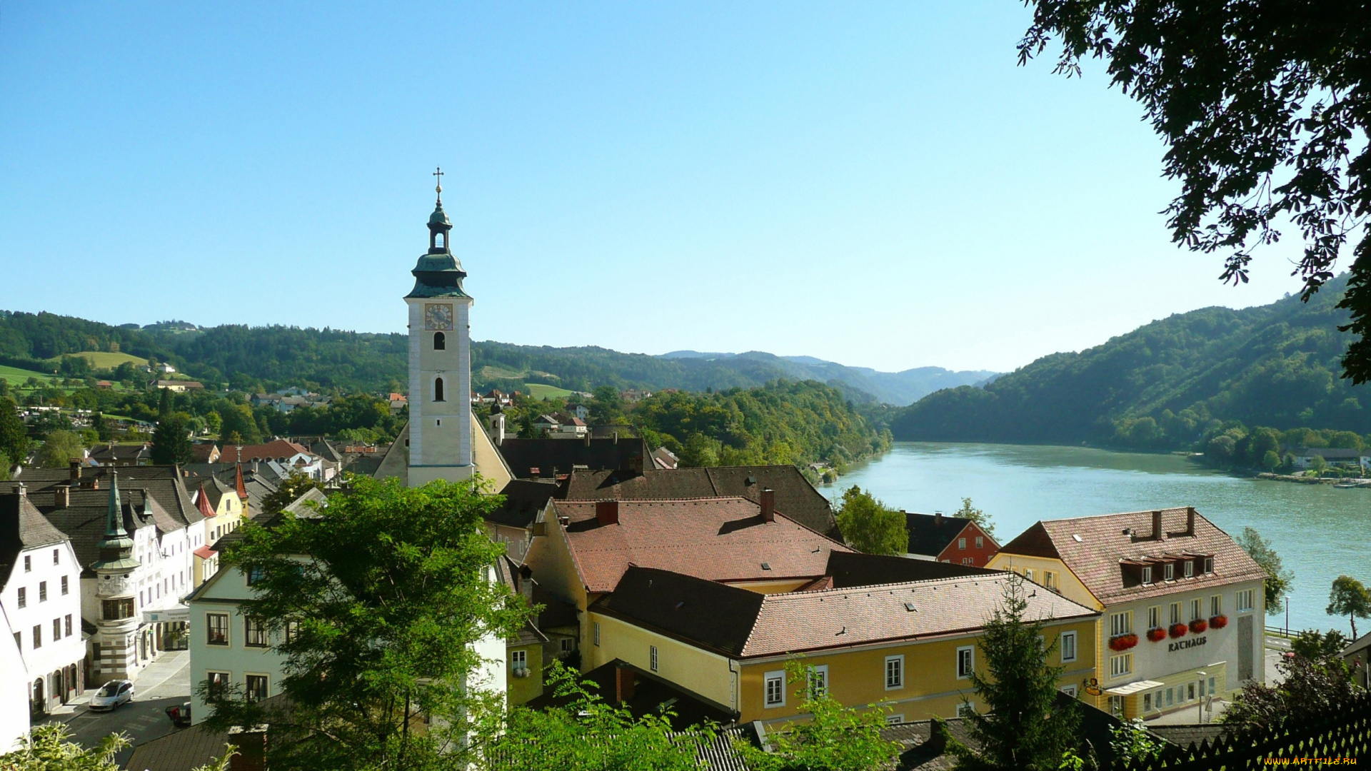 города, гальштат, , австрия, панорама