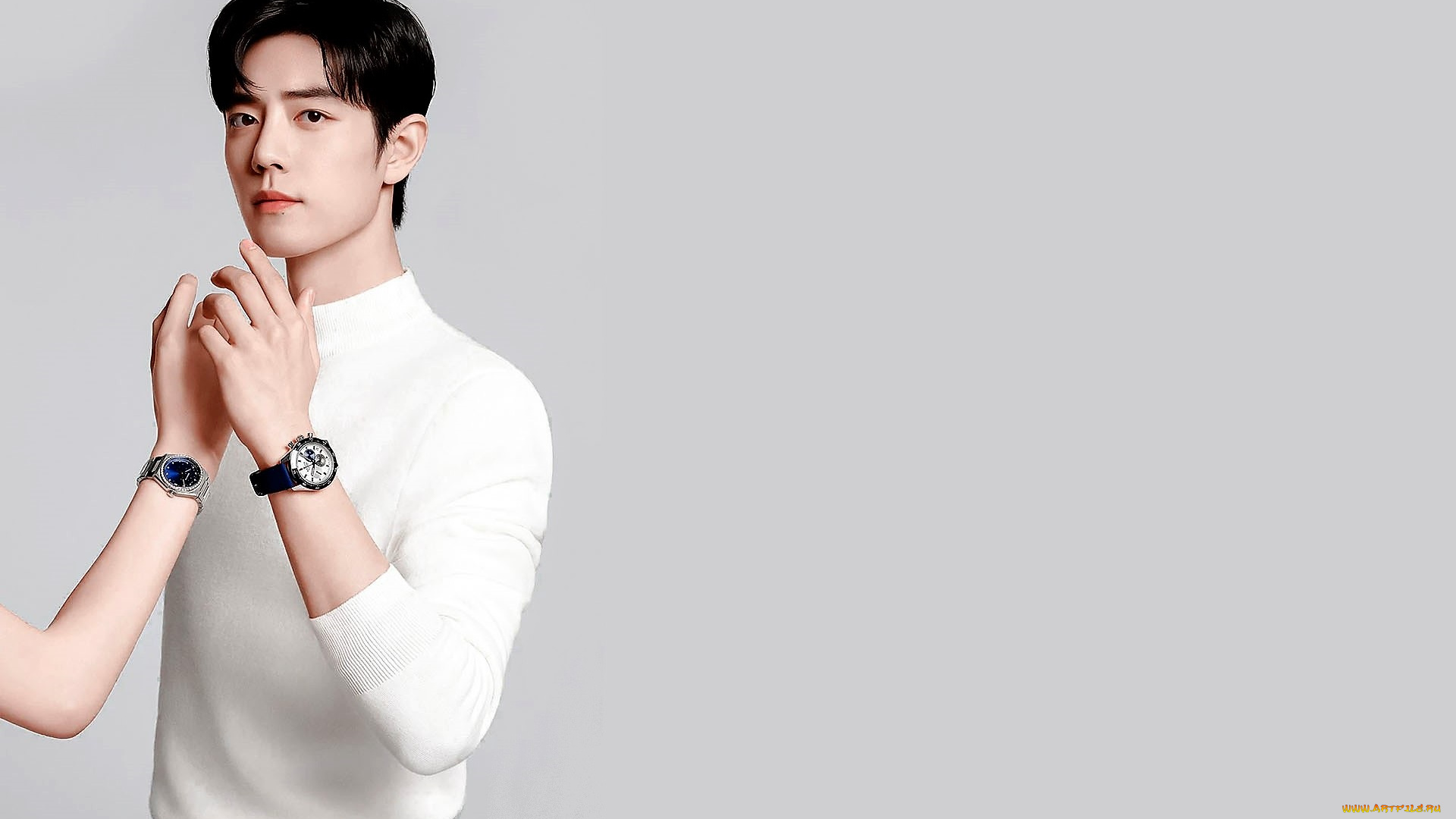 мужчины, xiao, zhan, актер, свитер, руки, часы
