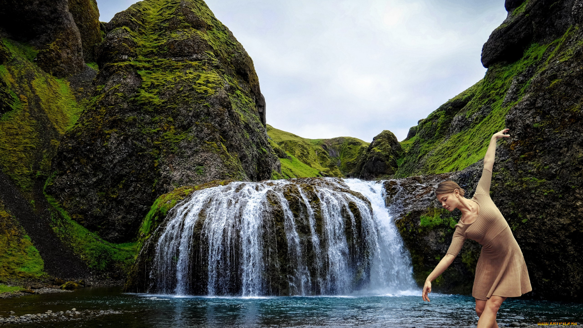 девушки, -, брюнетки, , шатенки, водопад, балерина