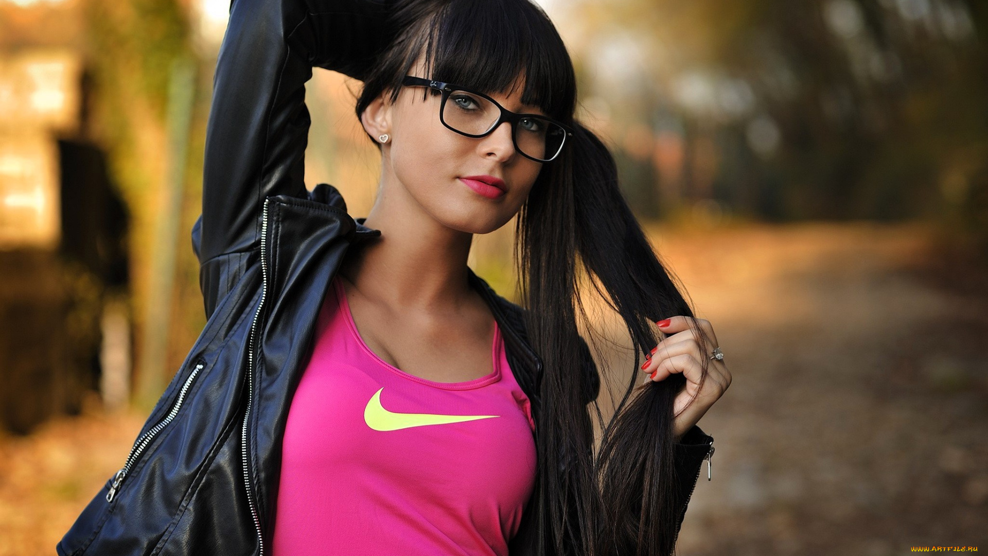 девушки, -, брюнетки, , шатенки, брюнетка, очки, топ, куртка, осень