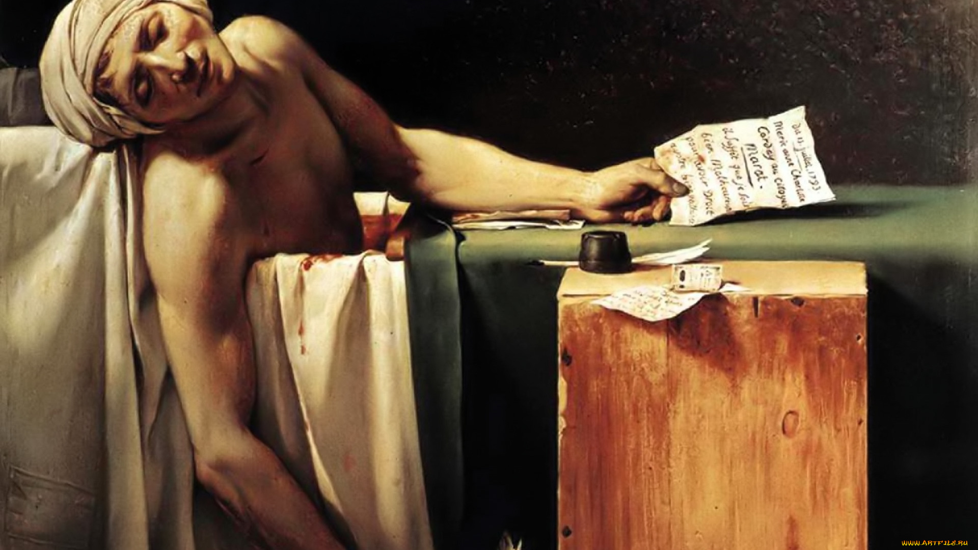 jacques-louis, david, рисованное, марат, человек, смерть, бумага, чернила, перья
