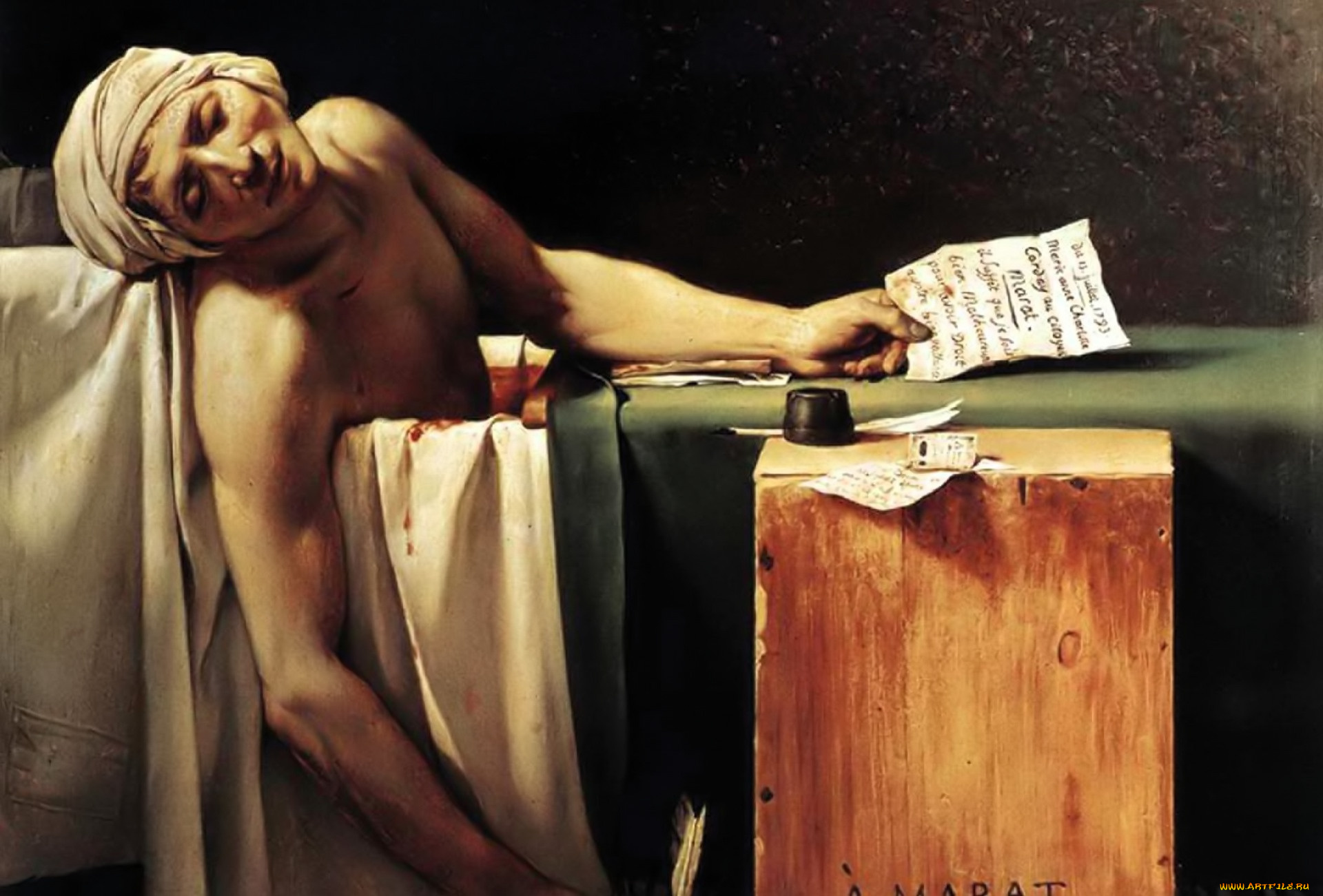 jacques-louis, david, рисованное, марат, человек, смерть, бумага, чернила, перья