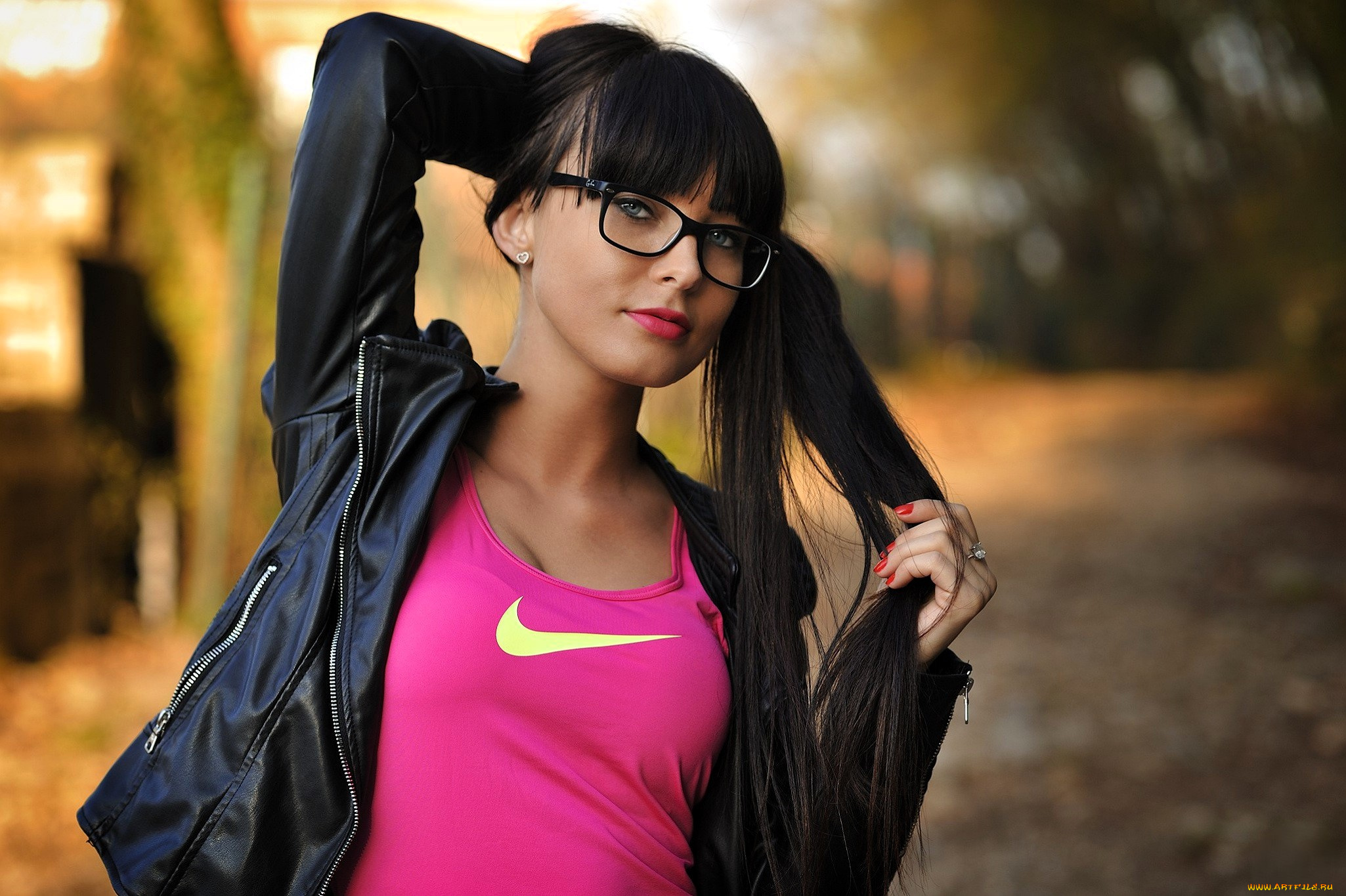 девушки, -, брюнетки, , шатенки, брюнетка, очки, топ, куртка, осень