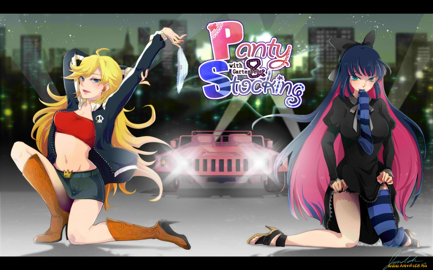 аниме, panty, stocking, with, garterbelt