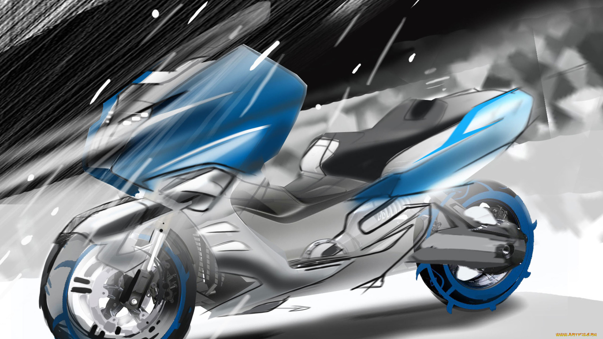 мотоциклы, рисованные, моторолеры