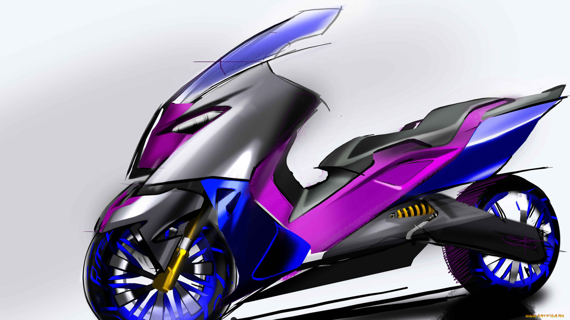 мотоциклы, рисованные, моторолеры