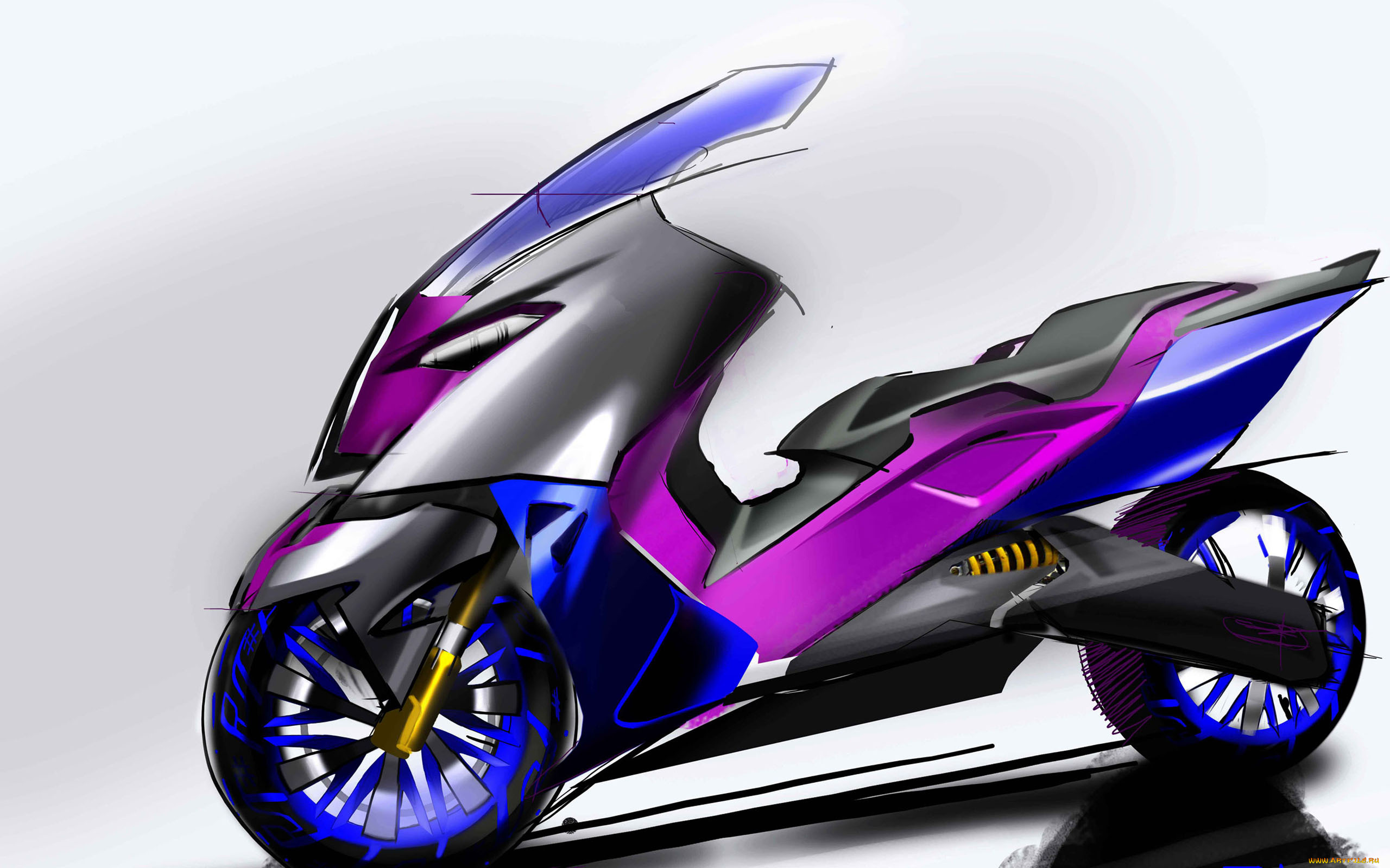 мотоциклы, рисованные, моторолеры