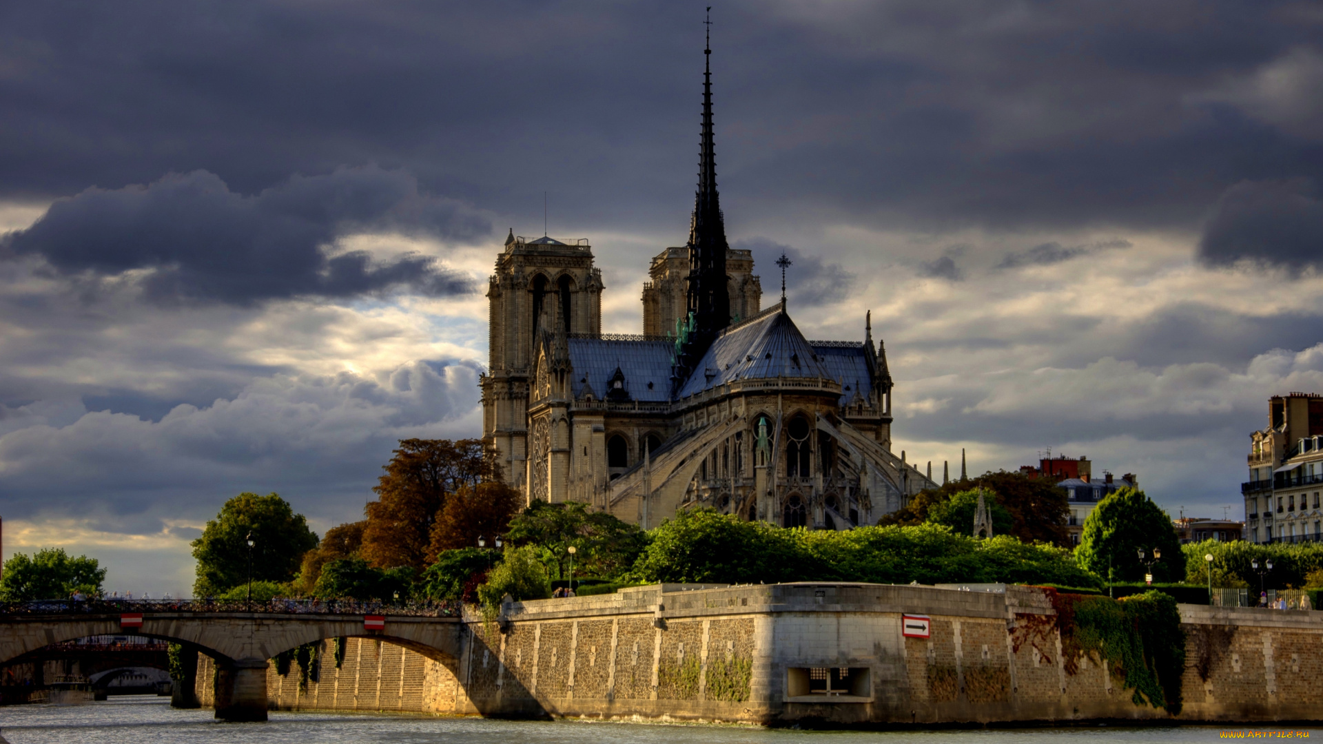 города, париж, франция, собор