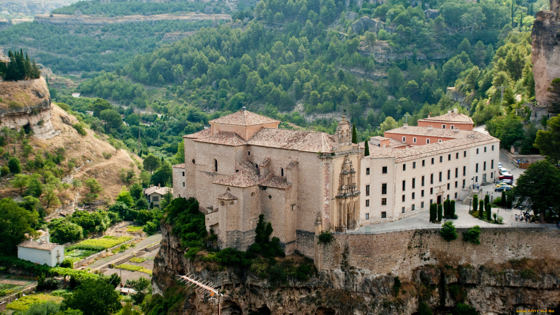 куэнка, испания, города, здания, дома, горы, деревья