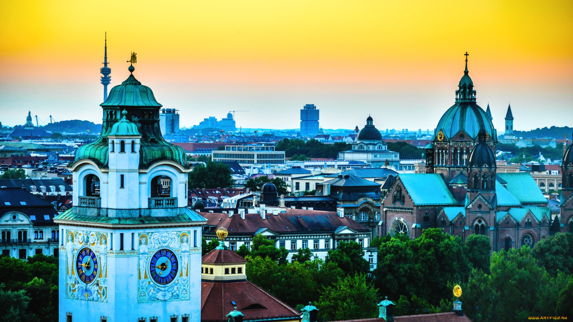 мюнхен, германия, города, панорамы, крыши