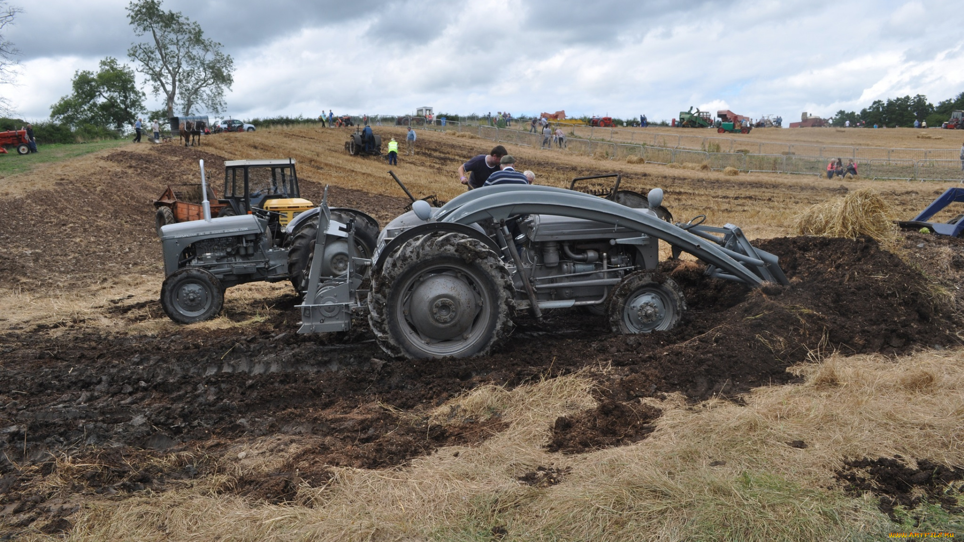 техника, тракторы, поле, работы