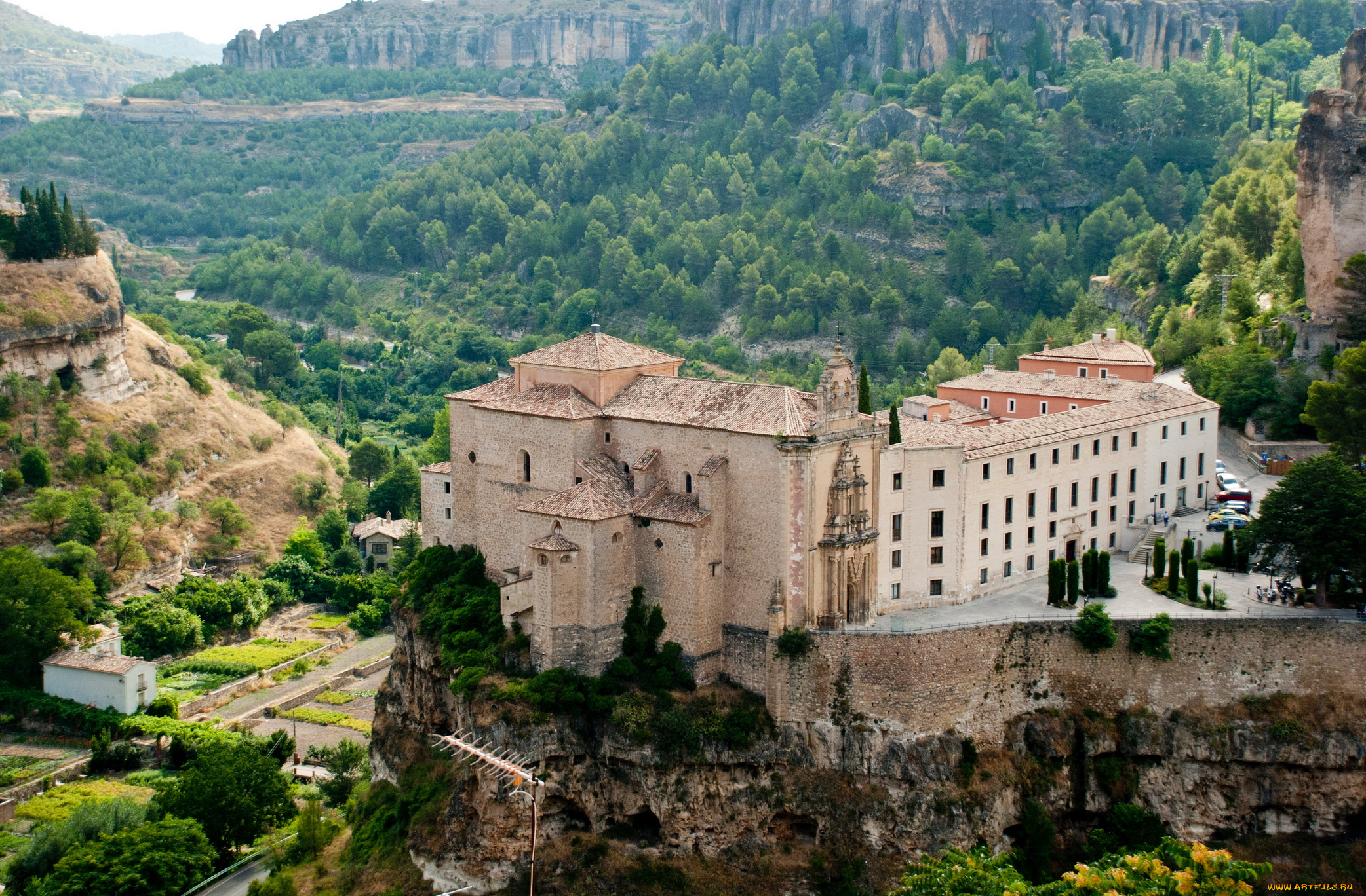 куэнка, испания, города, здания, дома, горы, деревья
