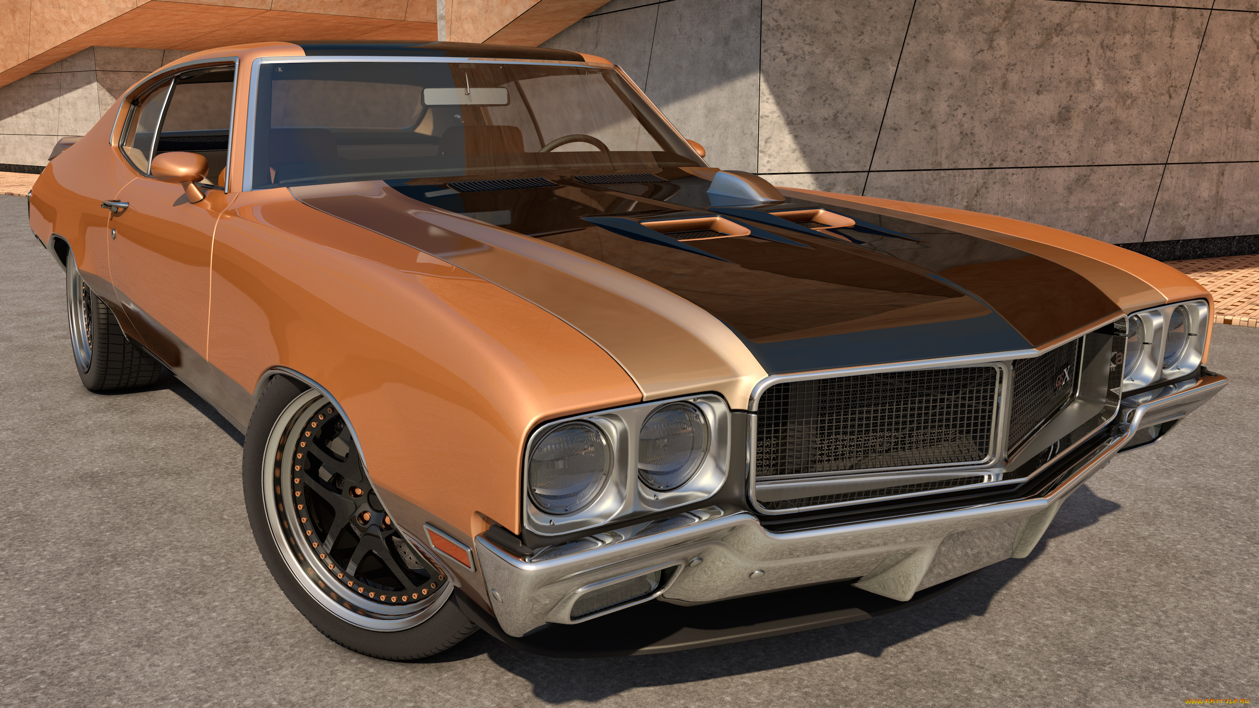 автомобили, 3д, buick, 1970