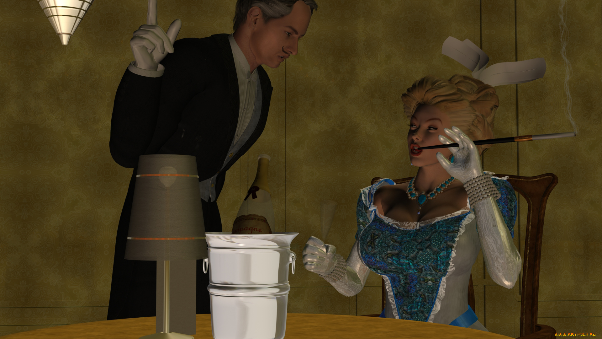 3д, графика, люди, , people, фон, взгляд, девушка, сигарета, стол