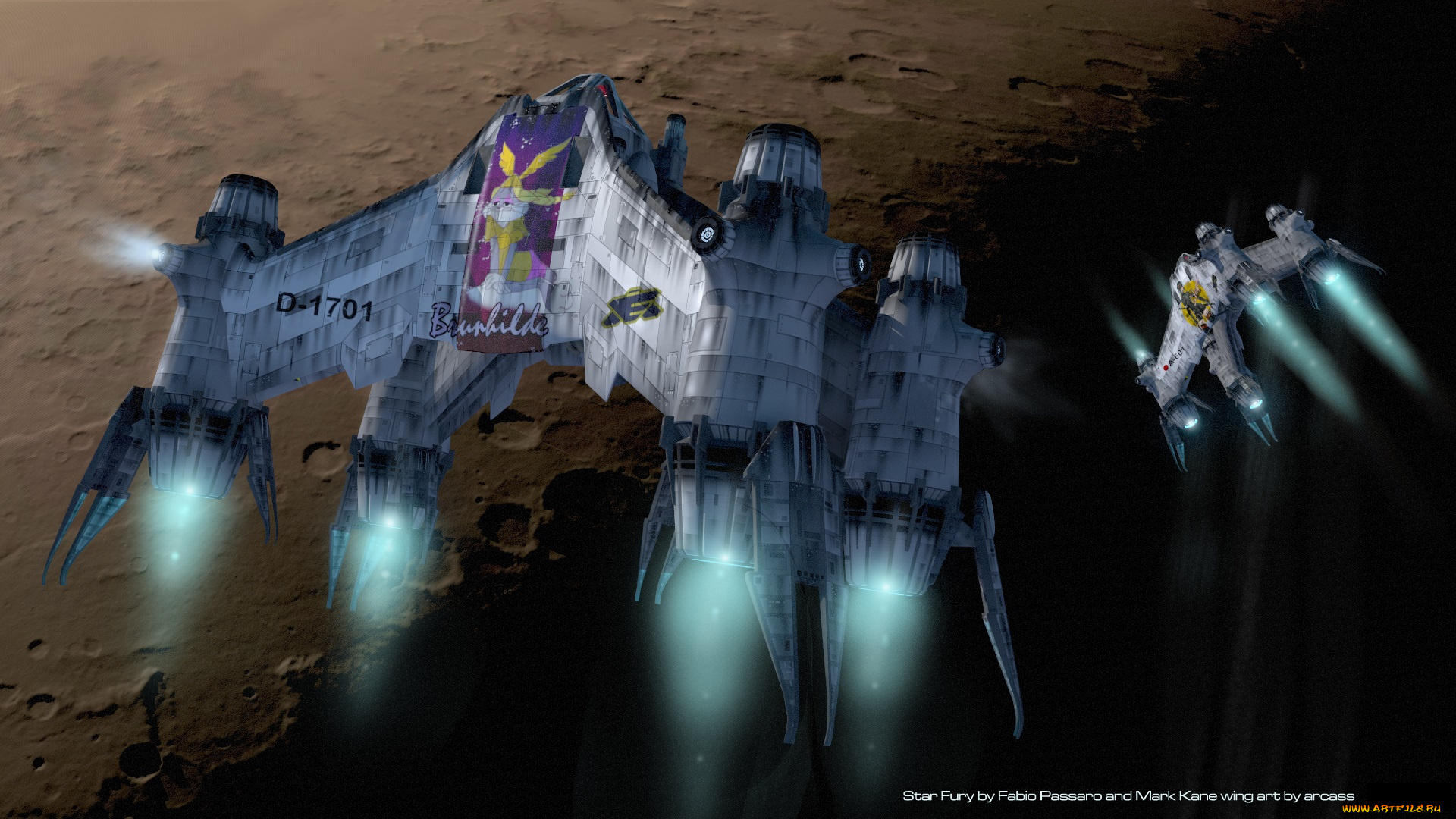 космос, арт, звезды, сияние, космический, корабль, вселенная