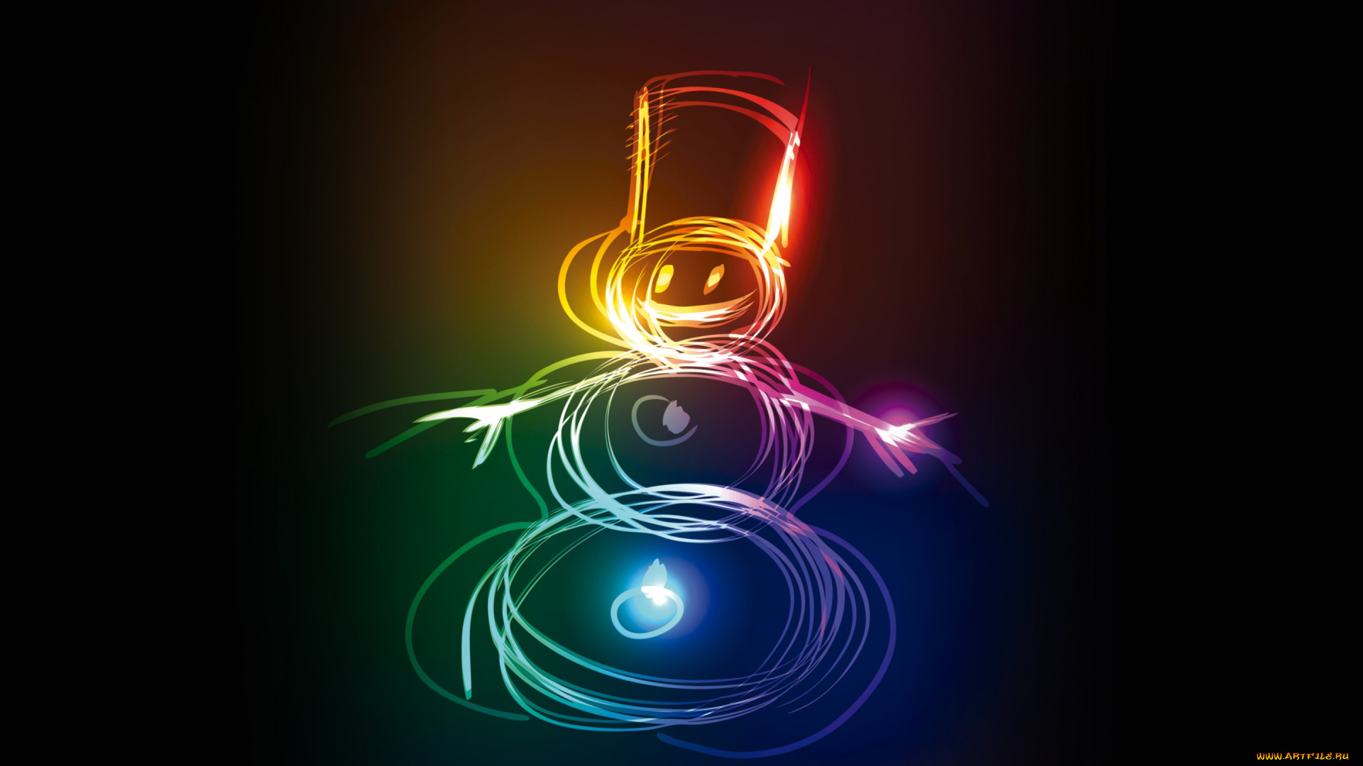 рисованное, праздники, neon, снеговик, рождество, snowman, christmas, colors, xmas