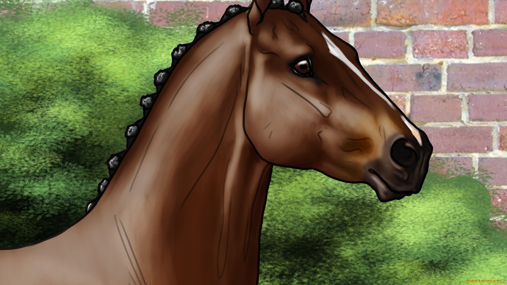 рисованное, животные, , лошади, лошадь