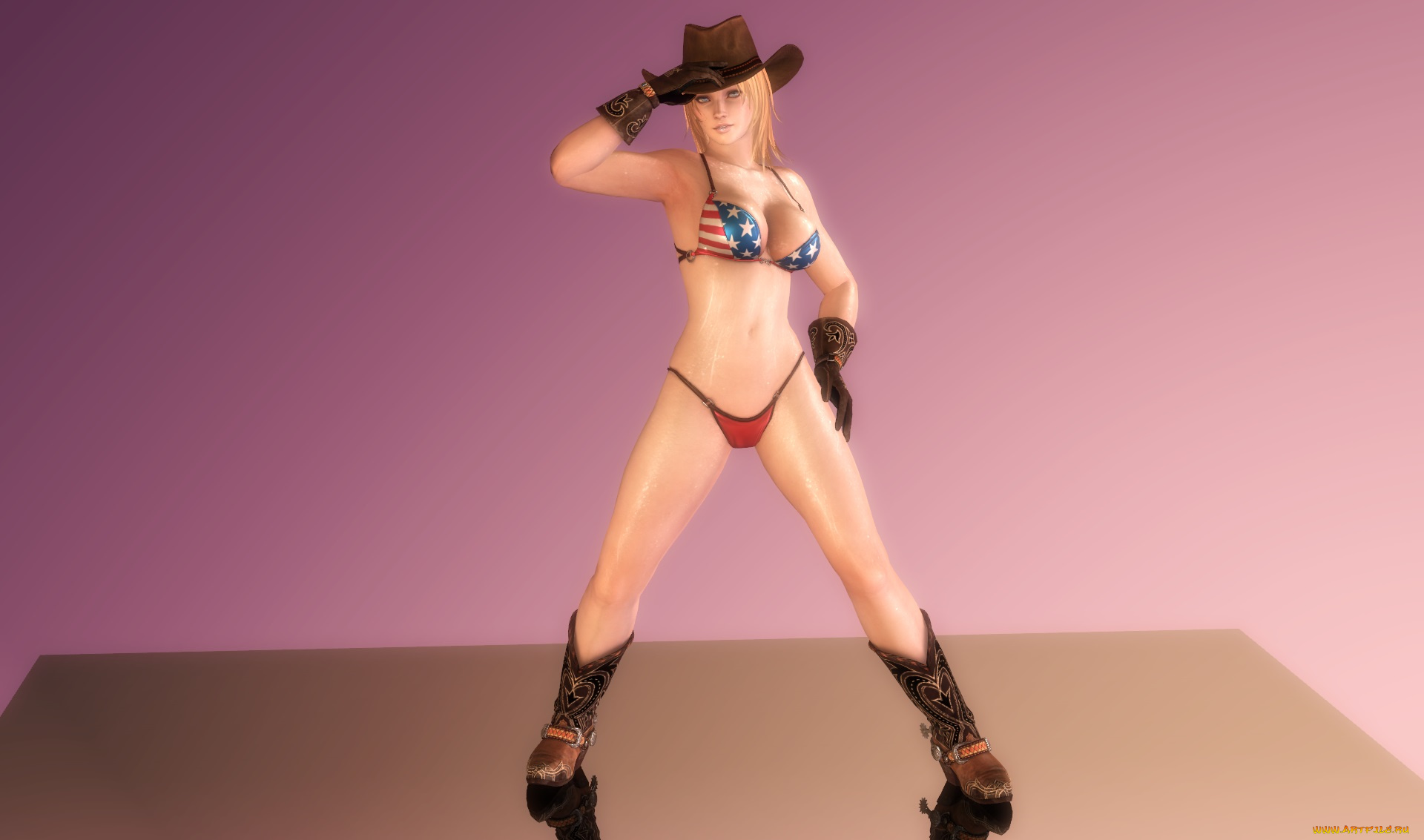 3д, графика, аниме, , anime, шляпа, фон, взгляд, сапоги, купальник, девушка