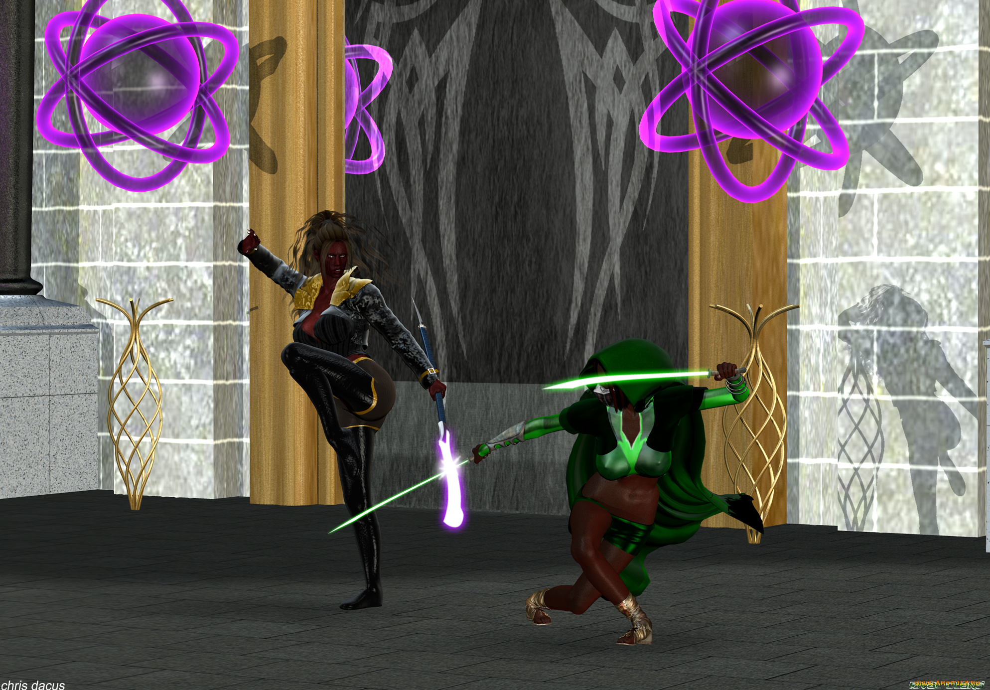 3д, графика, фантазия, , fantasy, орк, оружие, девушка