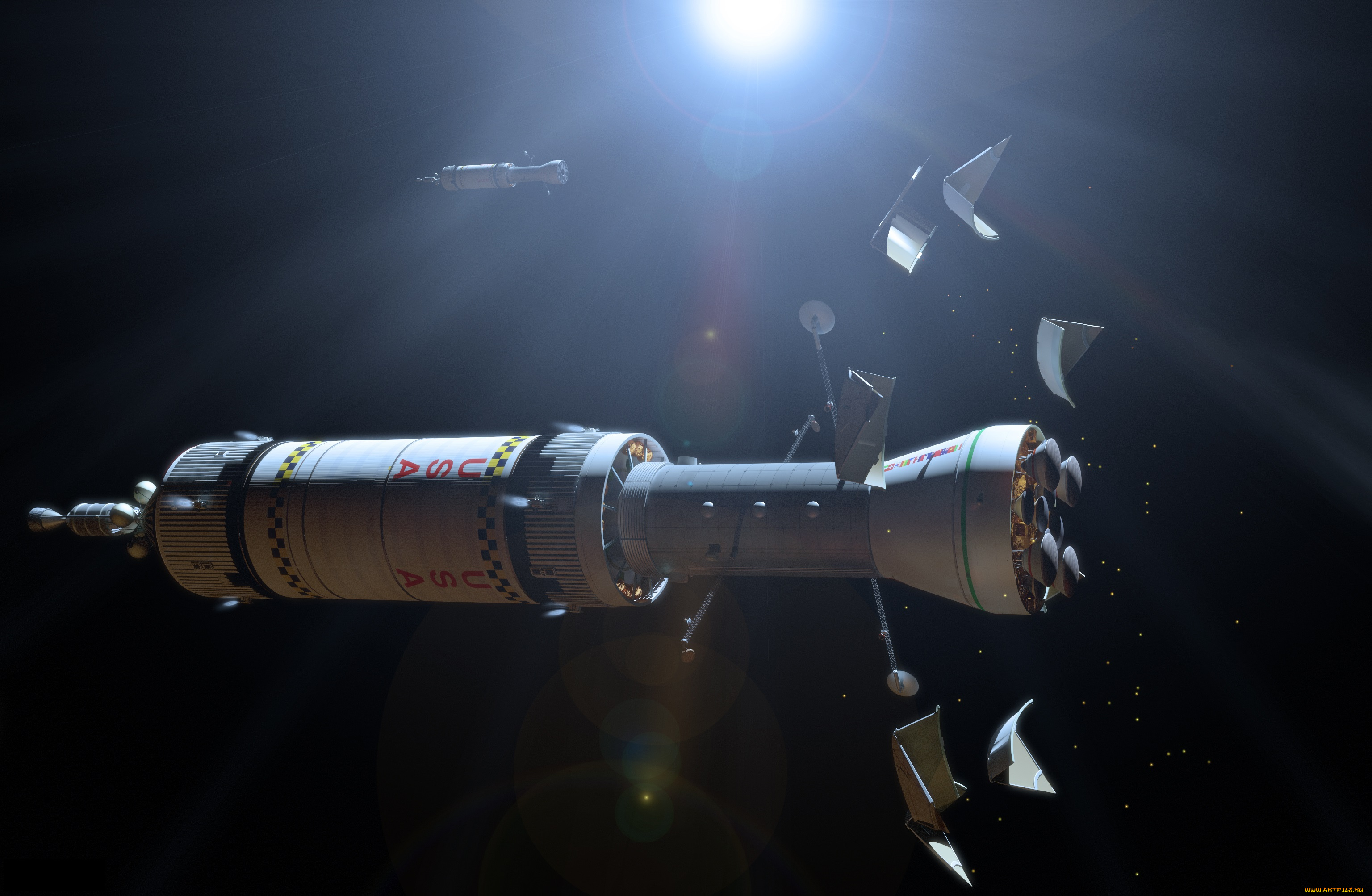 космос, арт, вселенная, космический, корабль, звезды