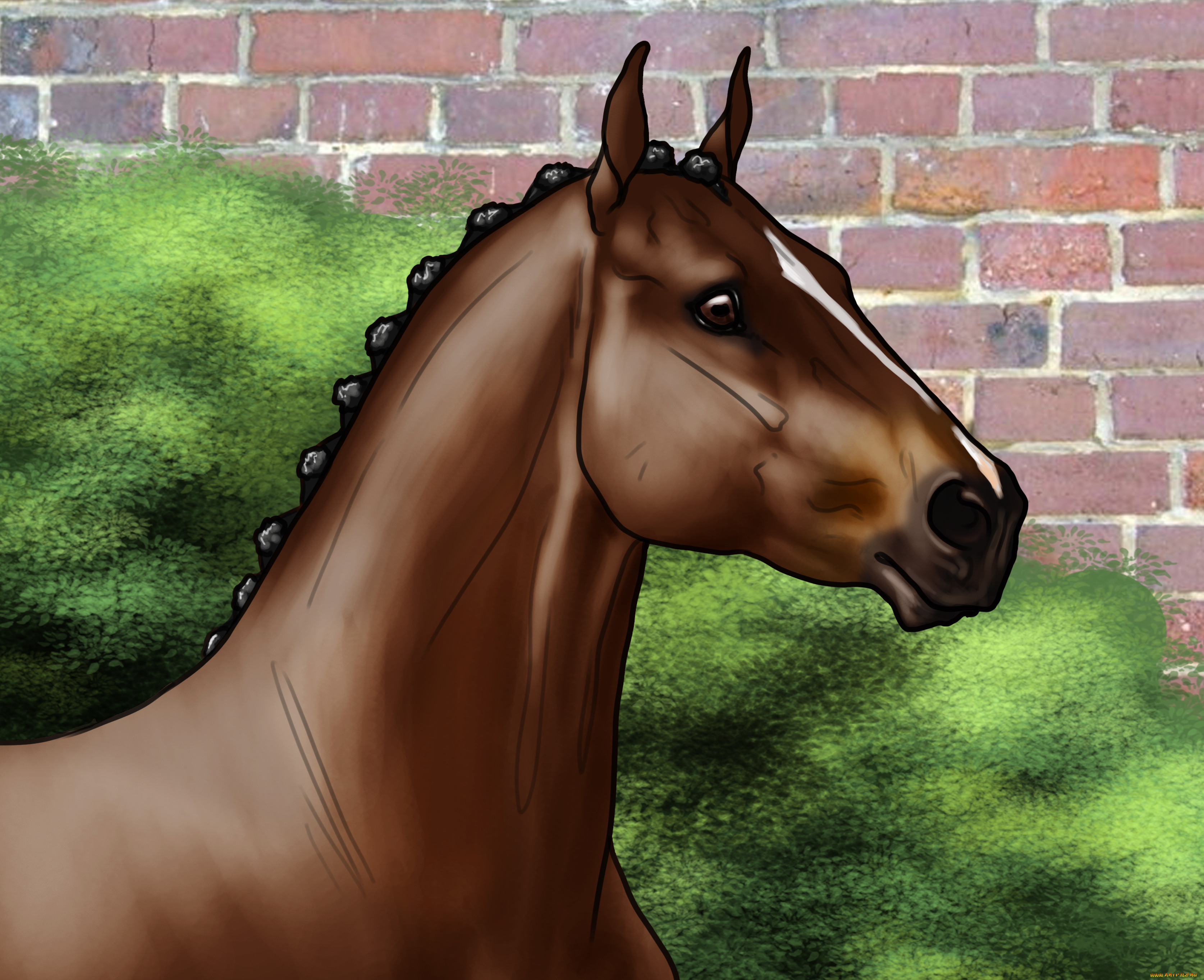 рисованное, животные, , лошади, лошадь