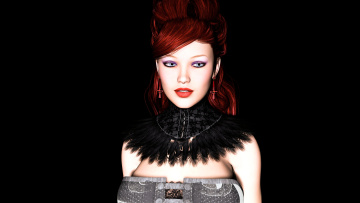 Картинка 3д+графика портрет+ portraits девушка взгляд фон рыжая