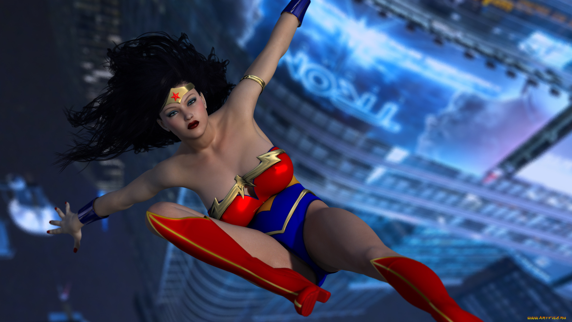 3д, графика, фантазия, , fantasy, девушка, взгляд, фон, супермен