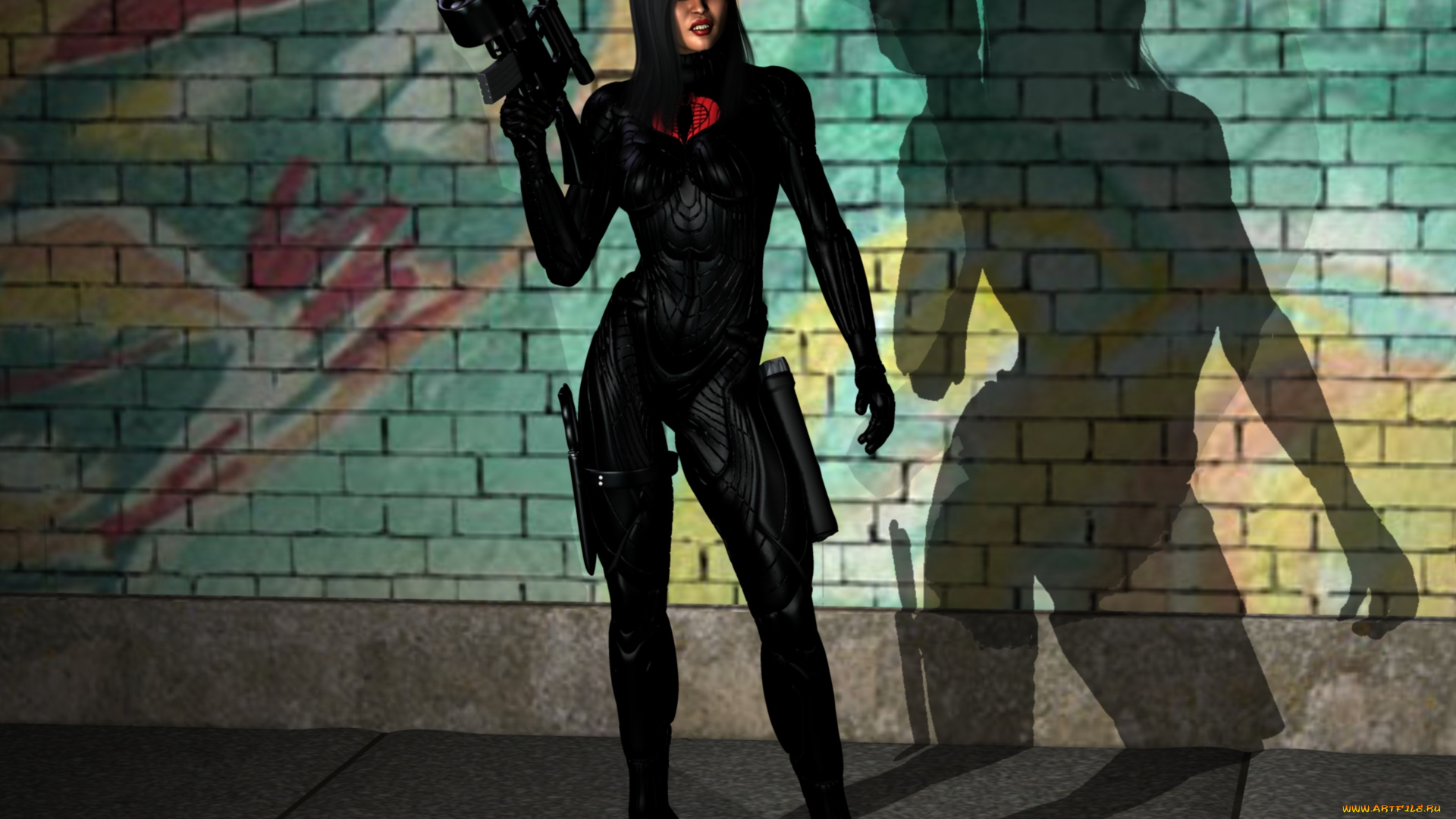 3д, графика, фантазия, , fantasy, фон, взгляд, девушка, оружие