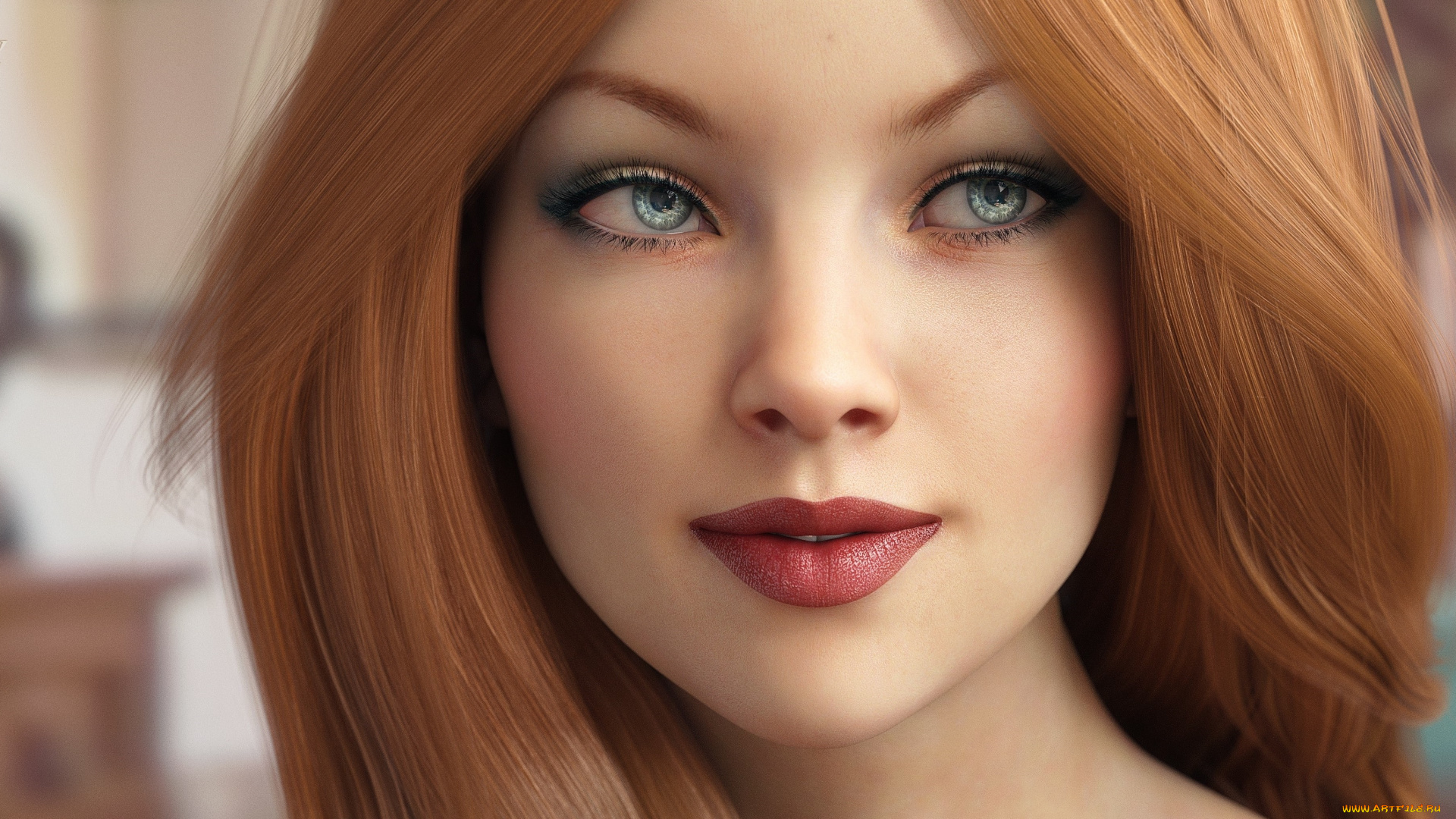 3д, графика, портрет, , portraits, девушка, взгляд, фон