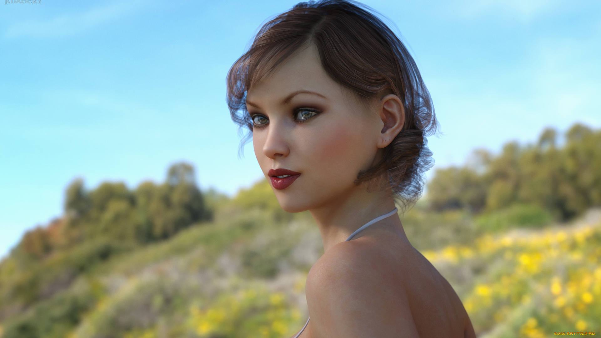 3д, графика, портрет, , portraits, девушка, взгляд, фон