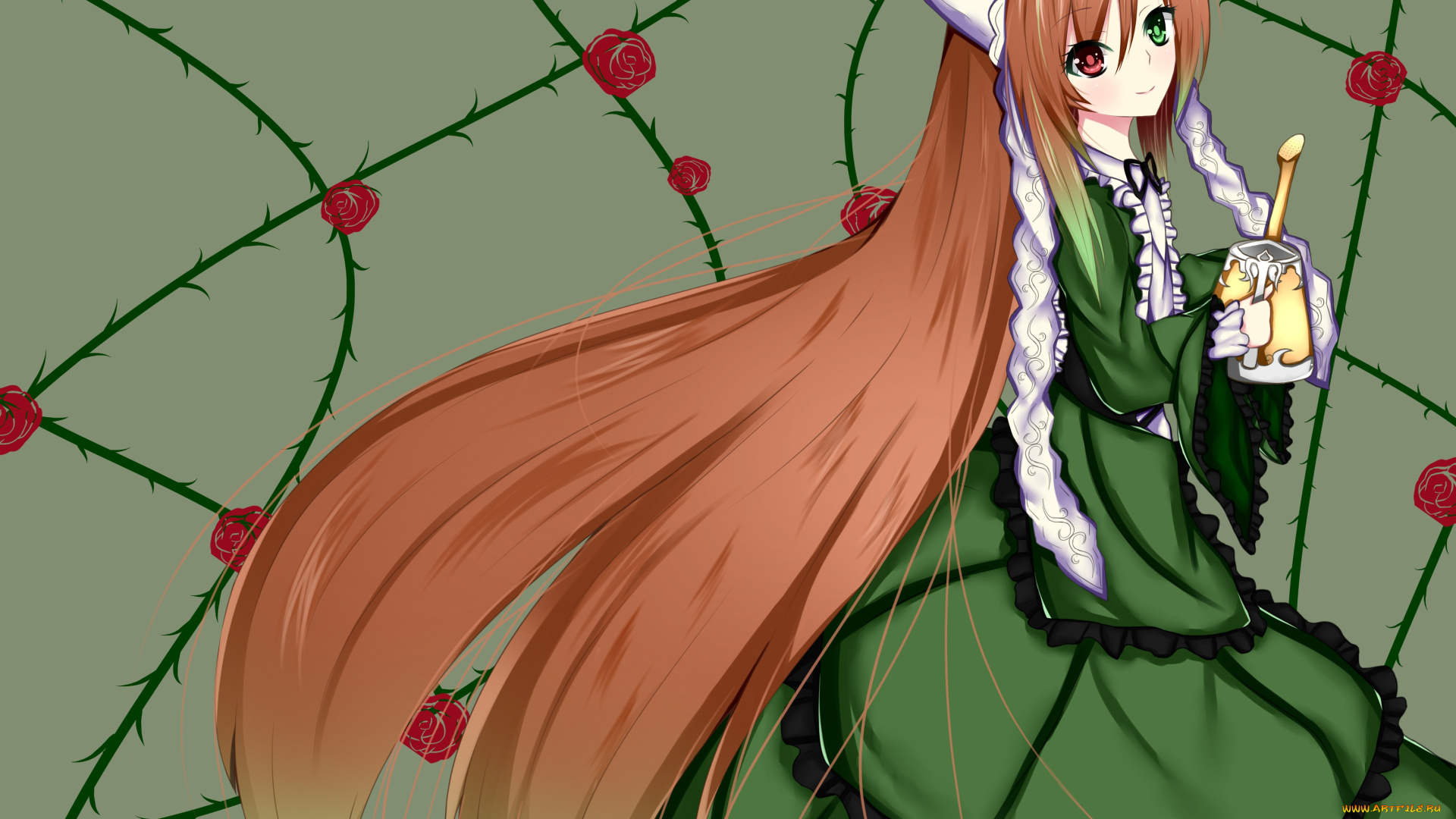 аниме, rozen, maiden, девушка, арт, suiseiseki, rozen, maiden, розы