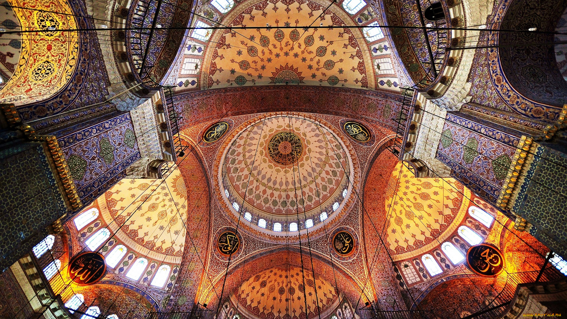интерьер, убранство, , роспись, храма, мечеть, купол, узор, краски, архитектура, религия