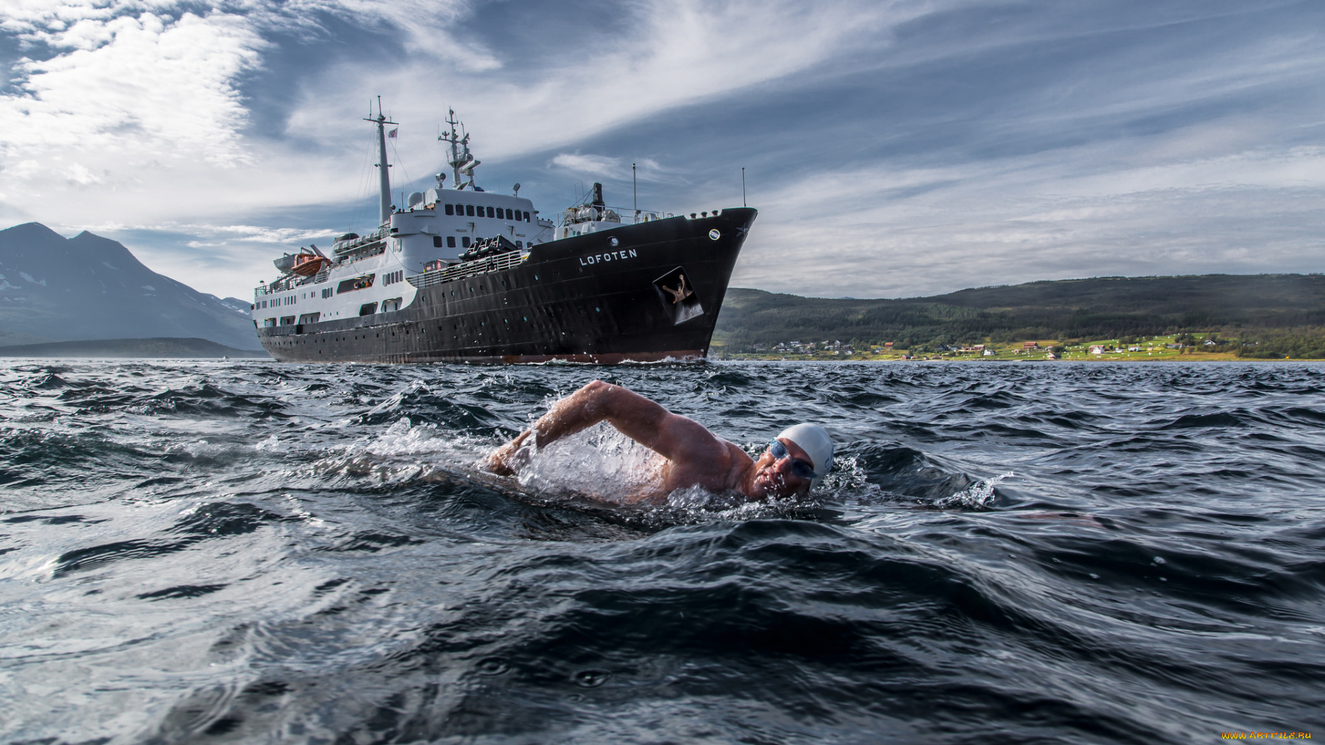 корабли, 3d, заплыв, пловец, норвегия, судно