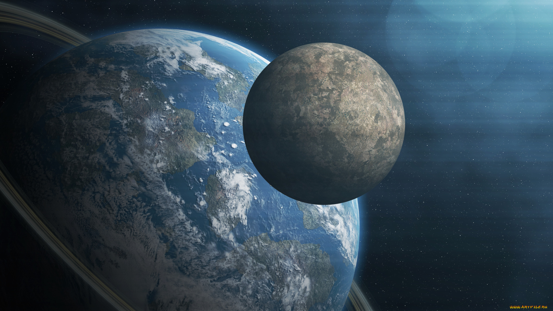 космос, арт, звезды, галактика, вселенная, планеты