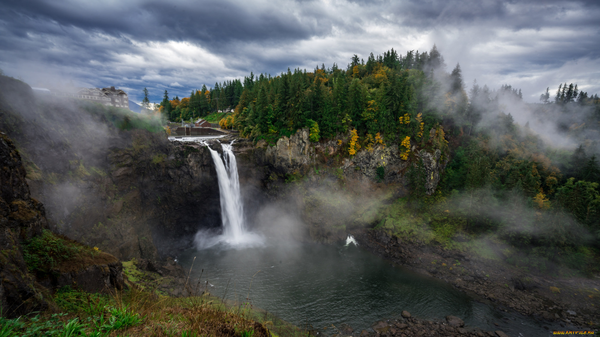 природа, водопады, лес, водопад, река