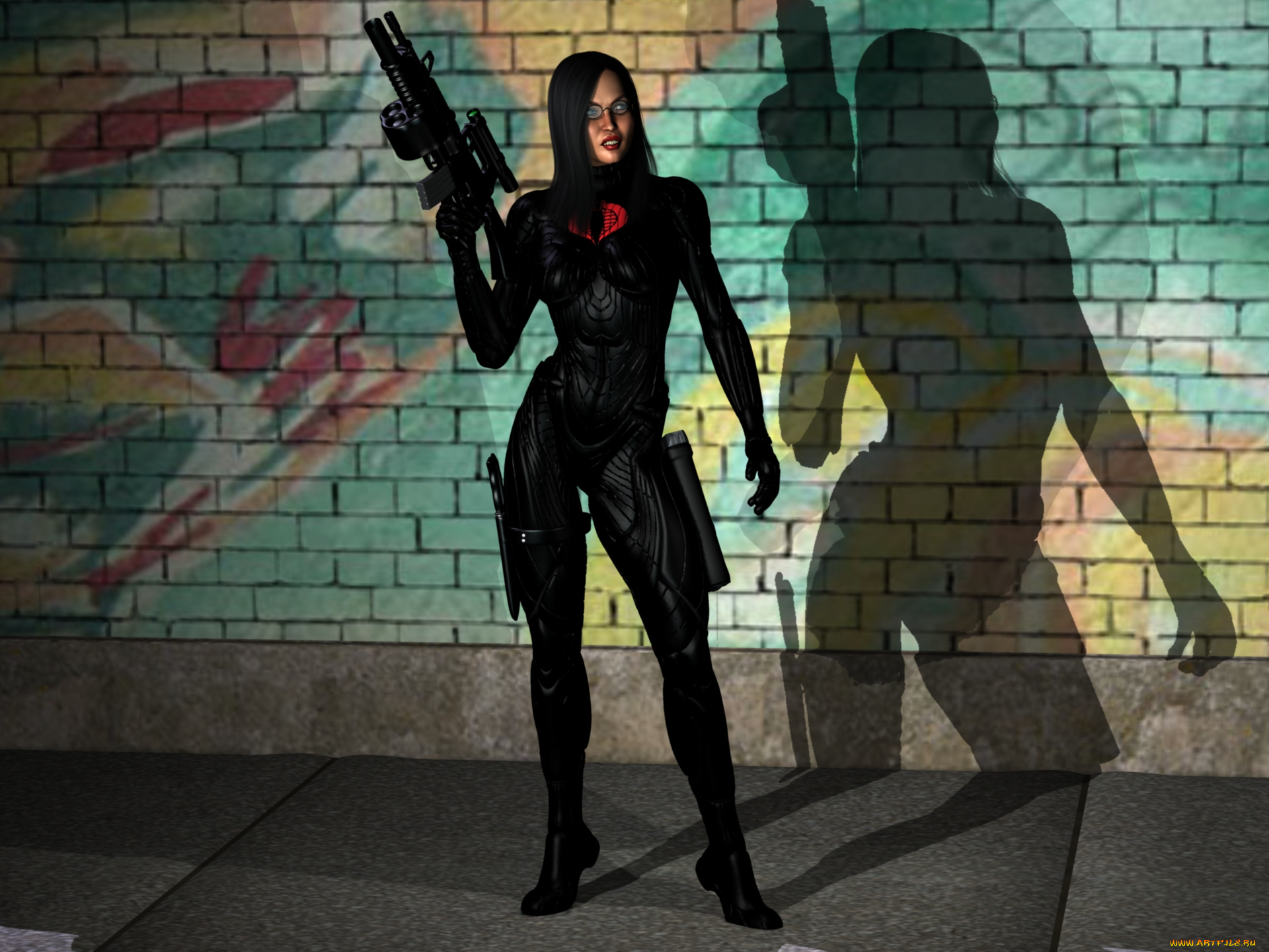 3д, графика, фантазия, , fantasy, фон, взгляд, девушка, оружие